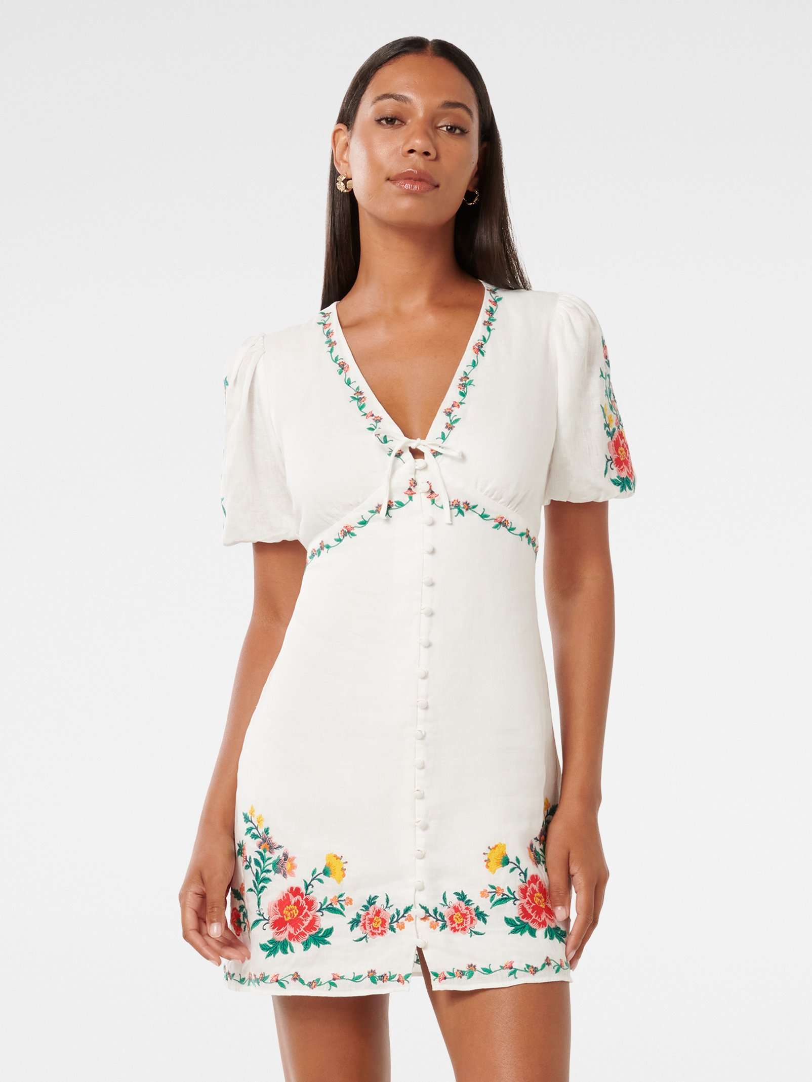 Veanne Embroidered Mini Dress