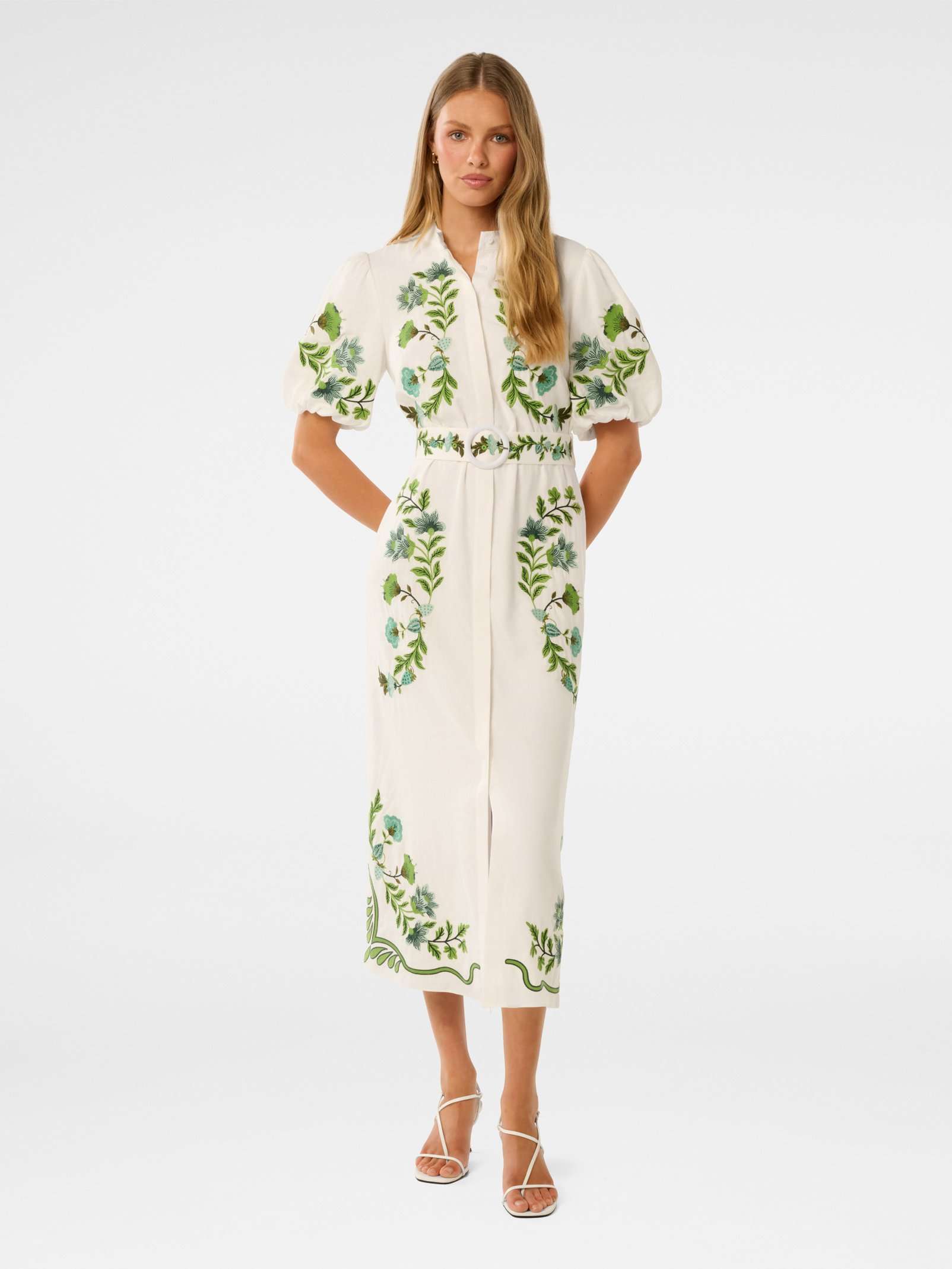 Beth Embroidered Shirt Maxi Dress