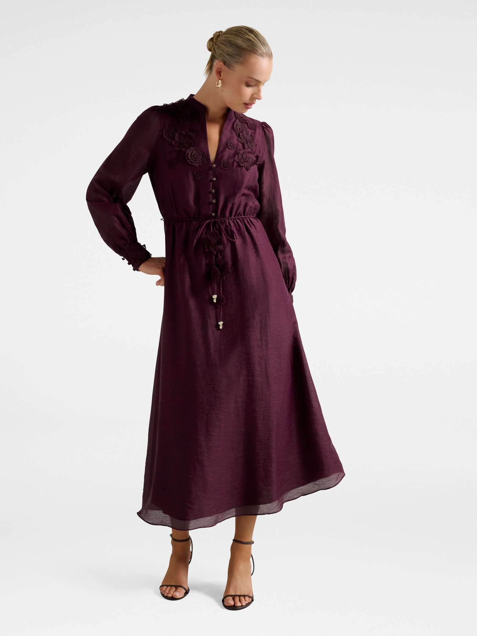 Yasmin Floral Applique Midi Dress