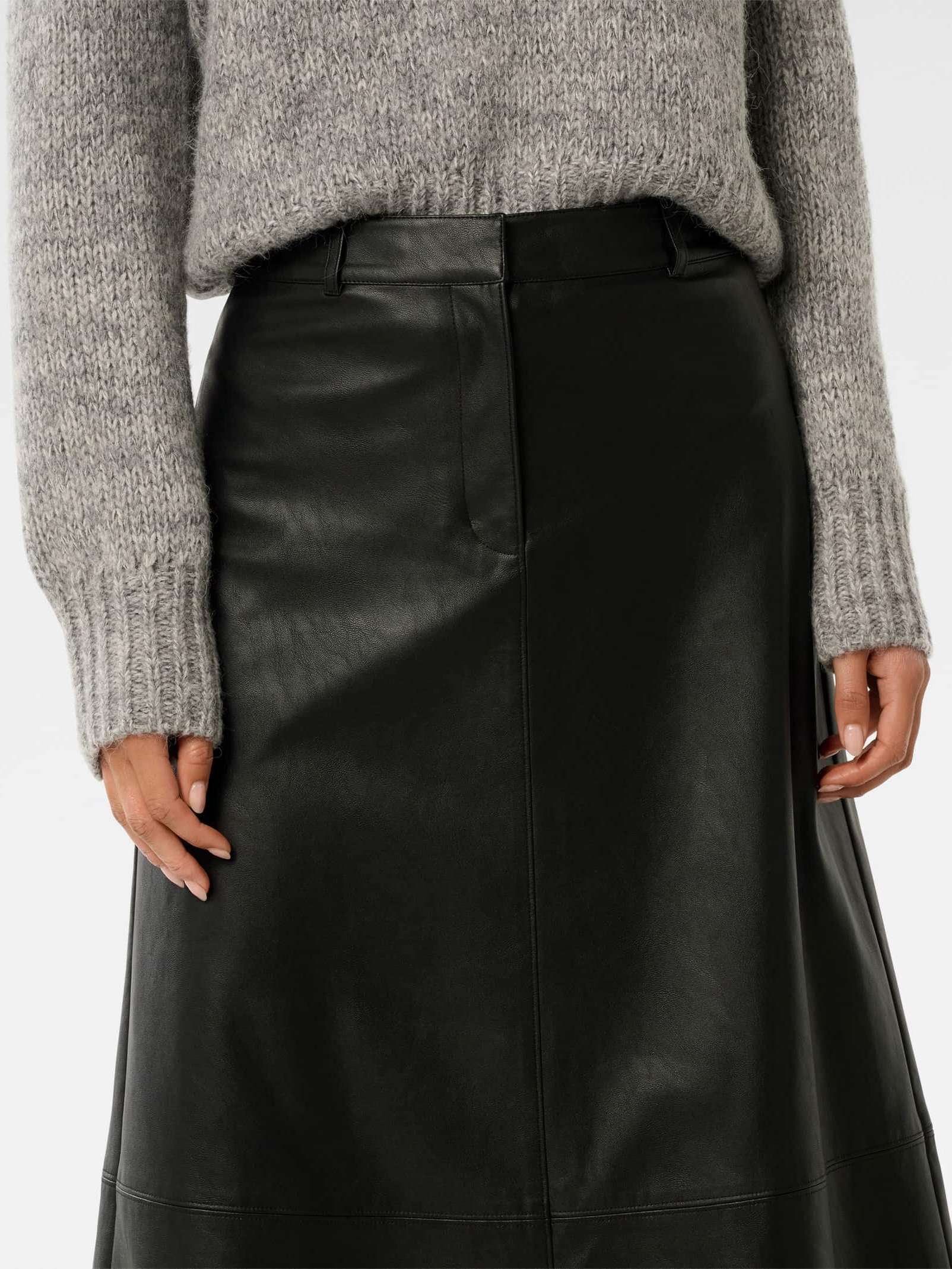Jaelyn Vegan Leather Midi Skirt
