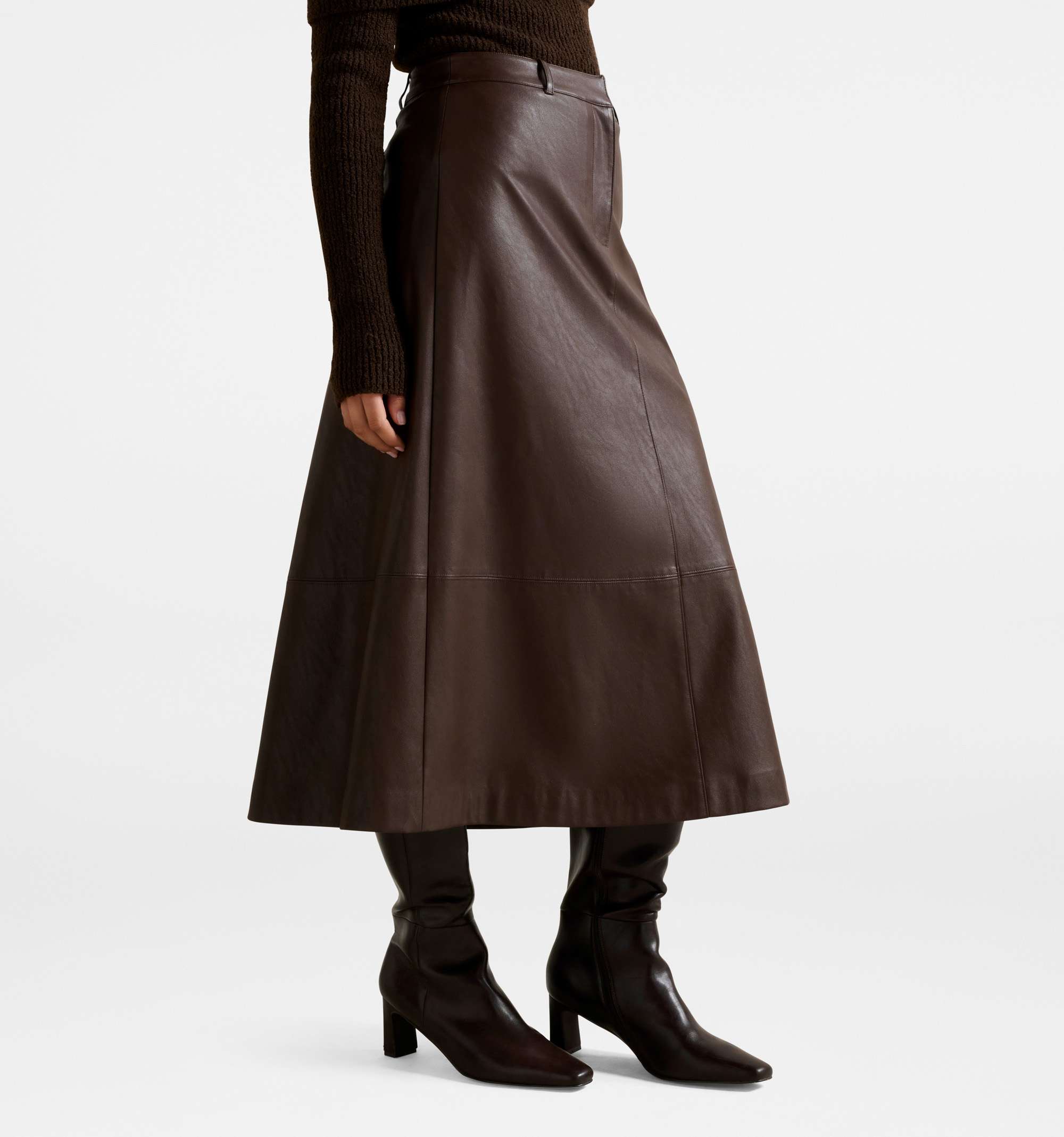 Buy Jaelyn Vegan Leather Midi Skirt - Brown - Online | Forever New