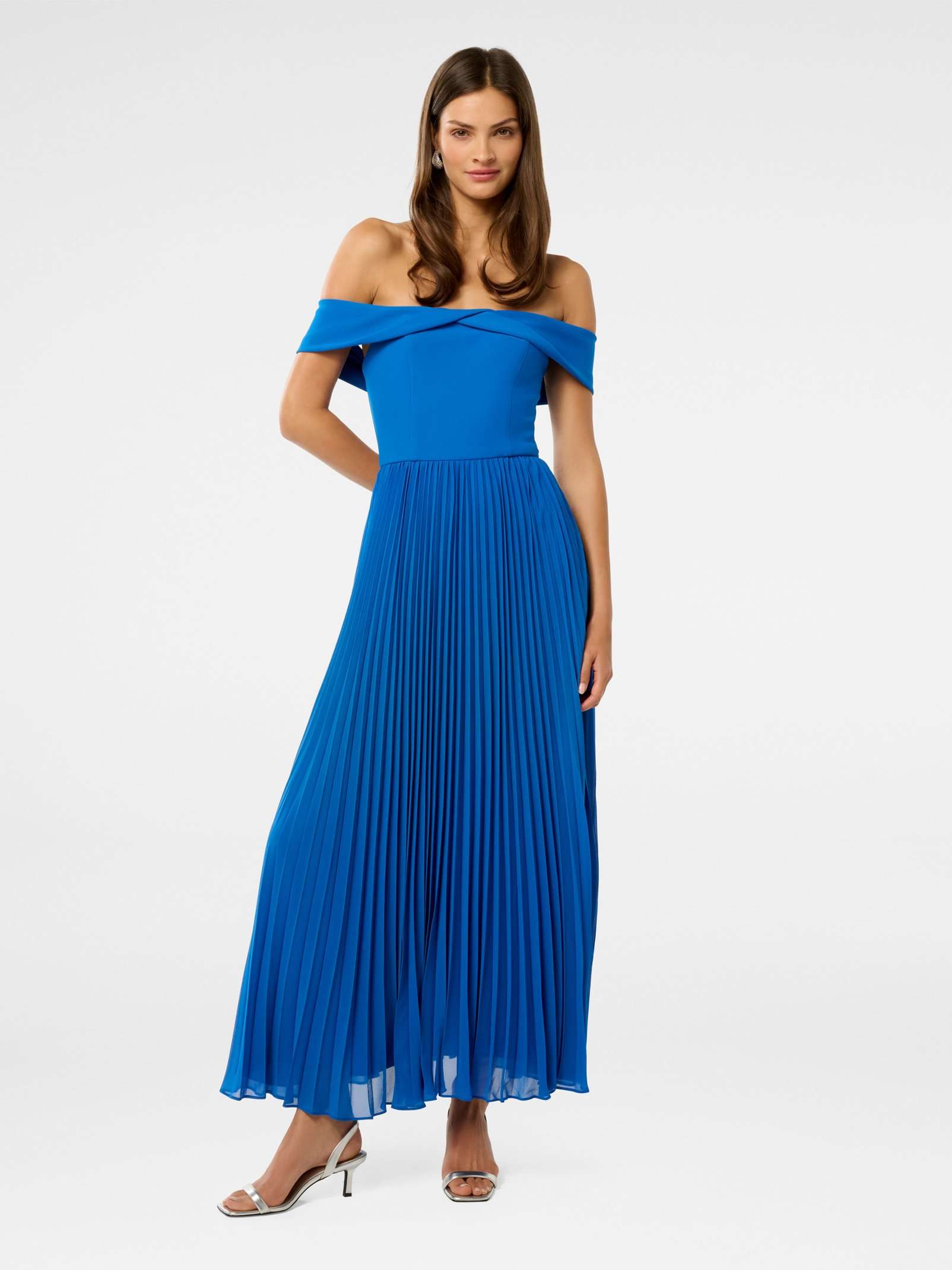 Louise Off Shoulder Pleat Midi Dress