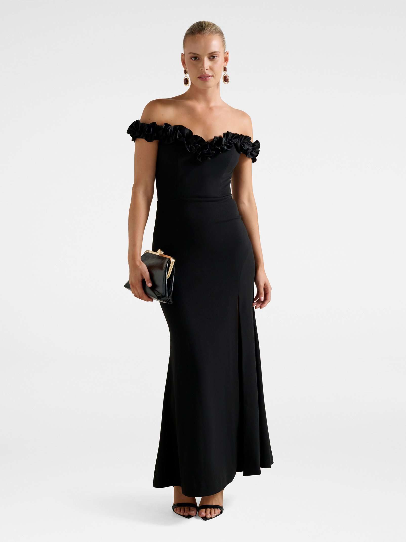 Connie Off Shoulder Ruffle Maxi Dress