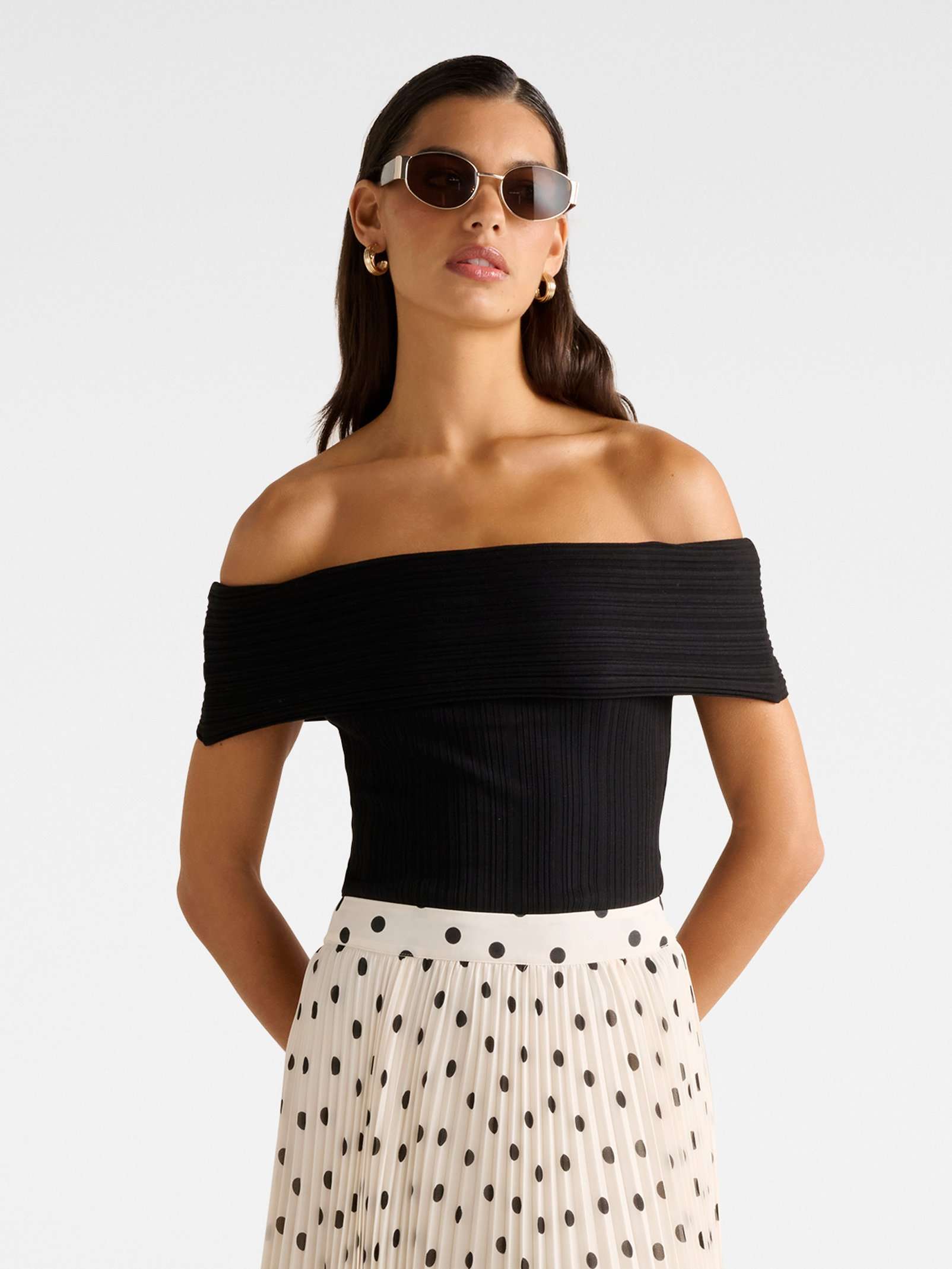 Sabrina Ribbed Bardot Top