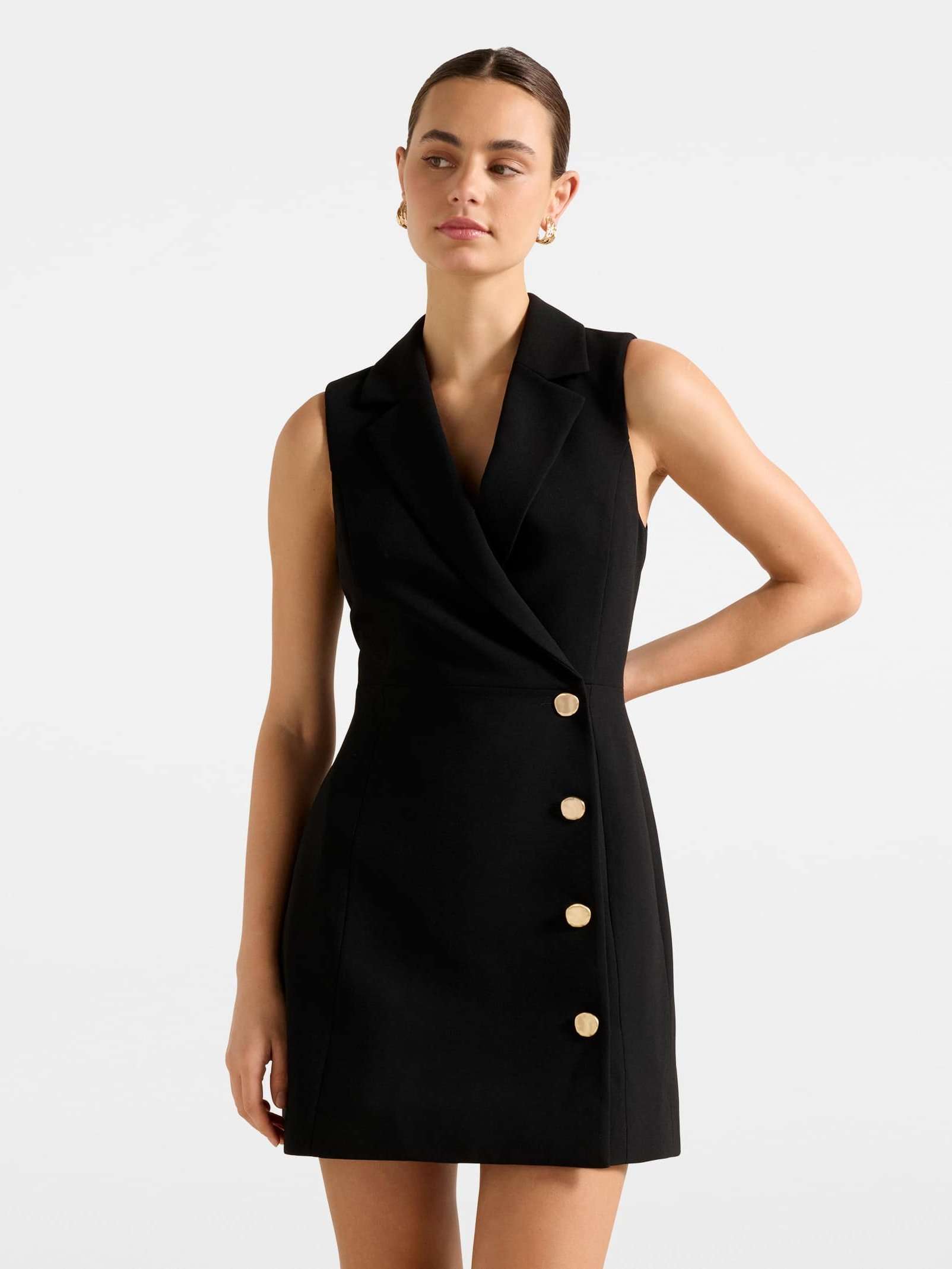 Chaleco Vestido Negro Sin Manga Zara Eddie Sleeveless Blazer Mini Dress Chaleco Vestido Negro Sin Manga Zara Eddie Sleeveless Blazer Mini Dress