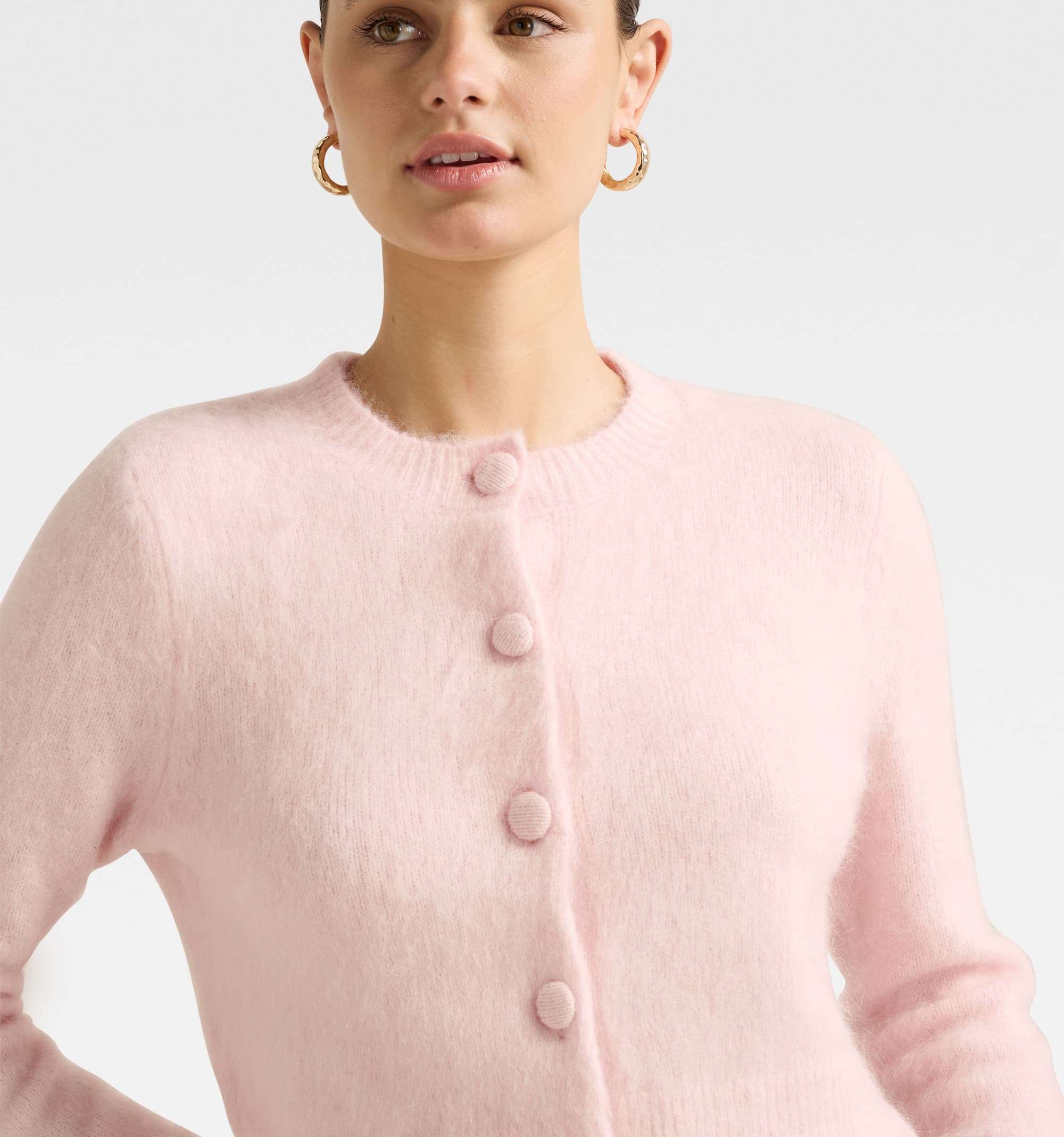 未使用Brushed Knit Cardigan ピンクベージュ Cassie Brushed Knit Cardigan