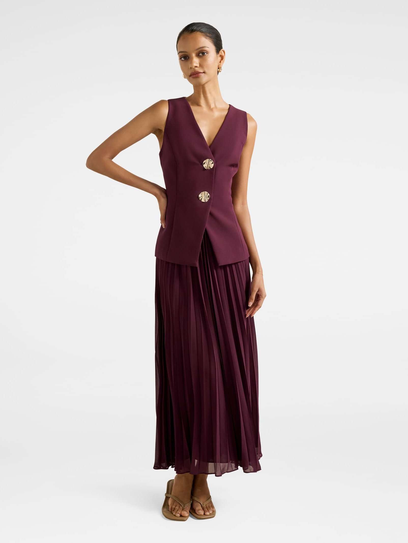 Larissa Petite Pleated Vest Maxi Dress