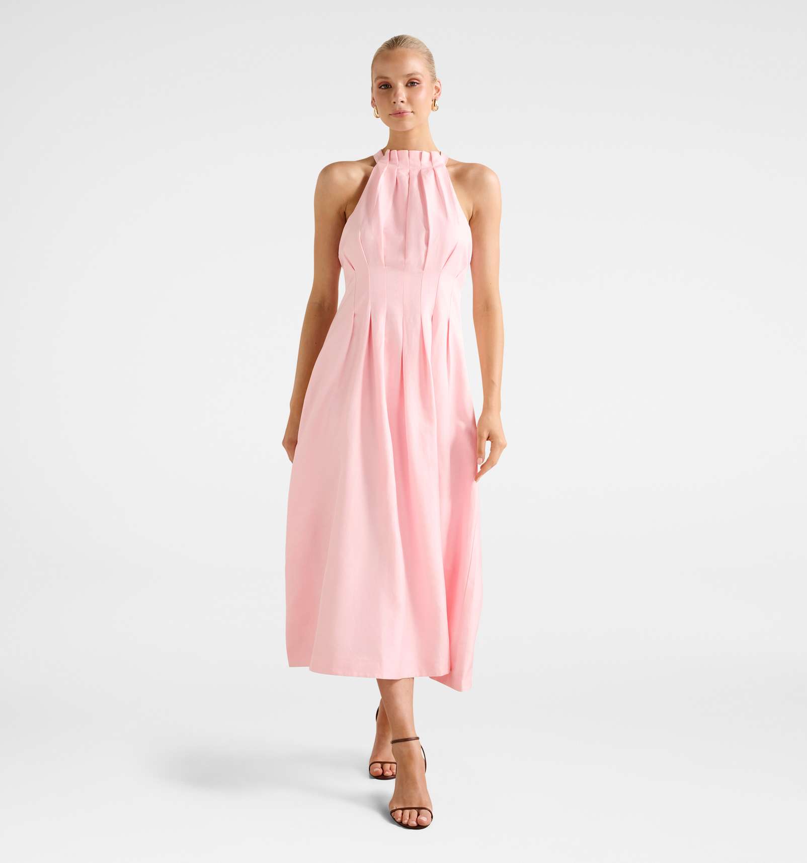 Miller Pleat Halter Midi Dress