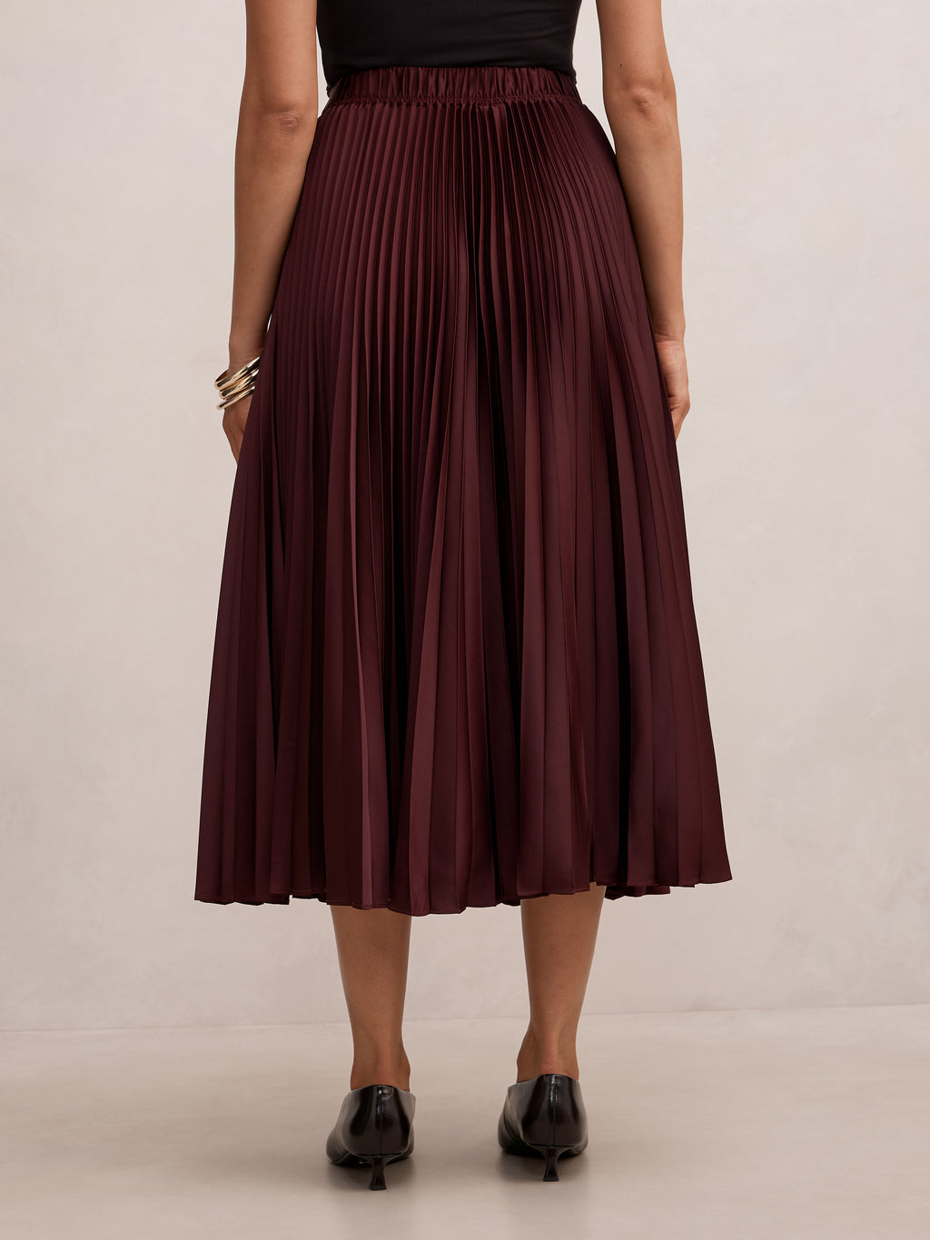 Ester Satin Pleated Skirt