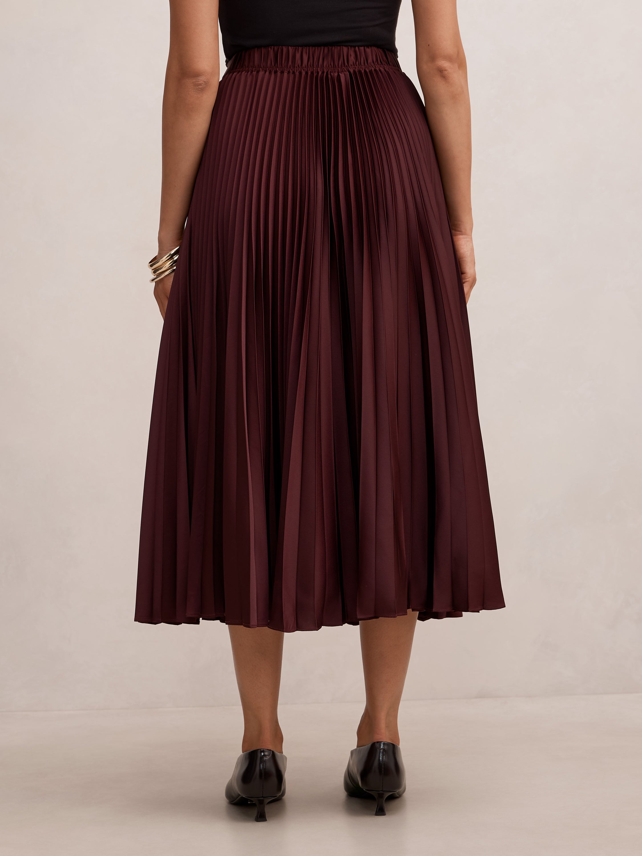 Ester Satin Pleated Skirt