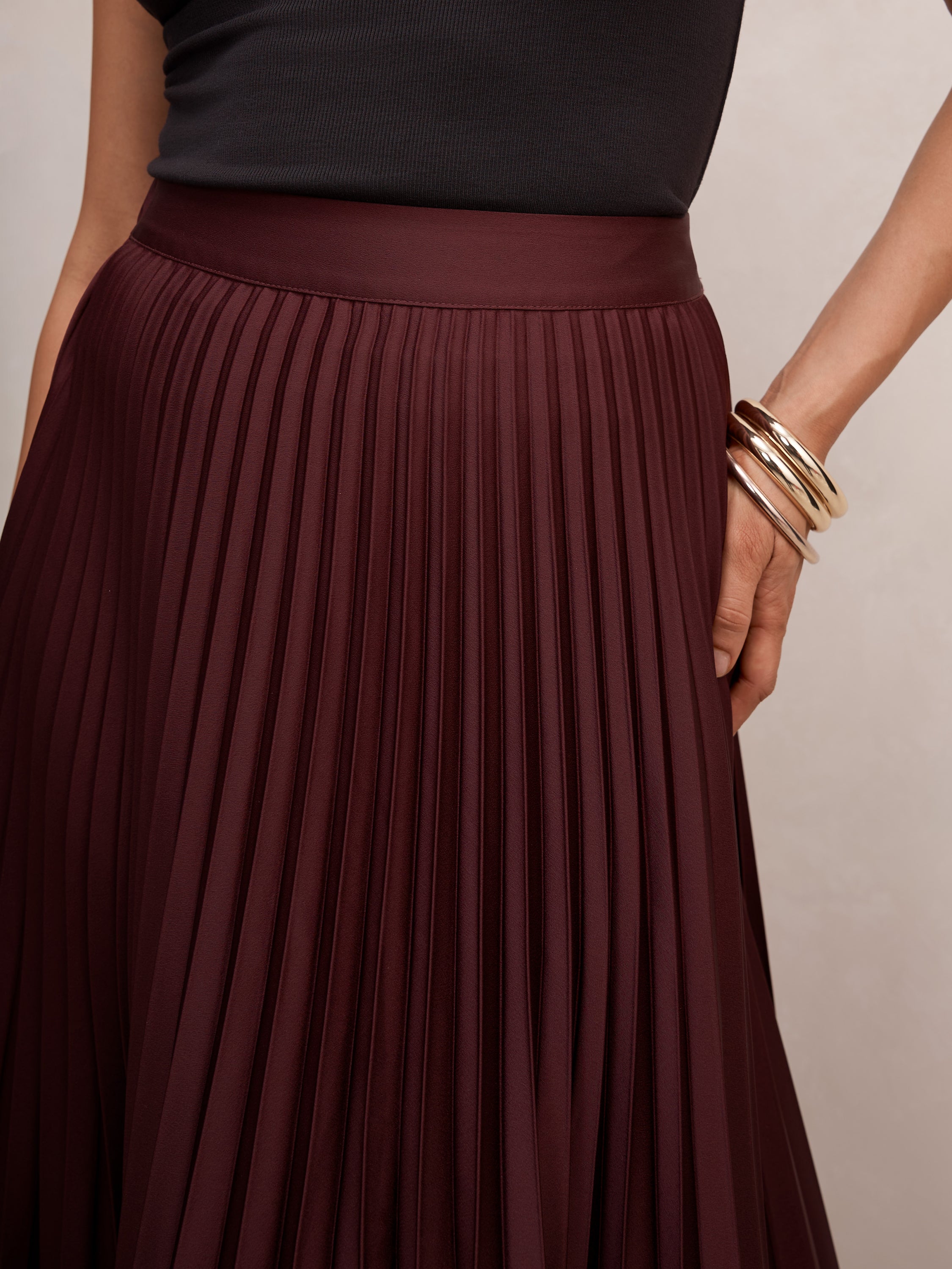 Ester Satin Pleated Skirt