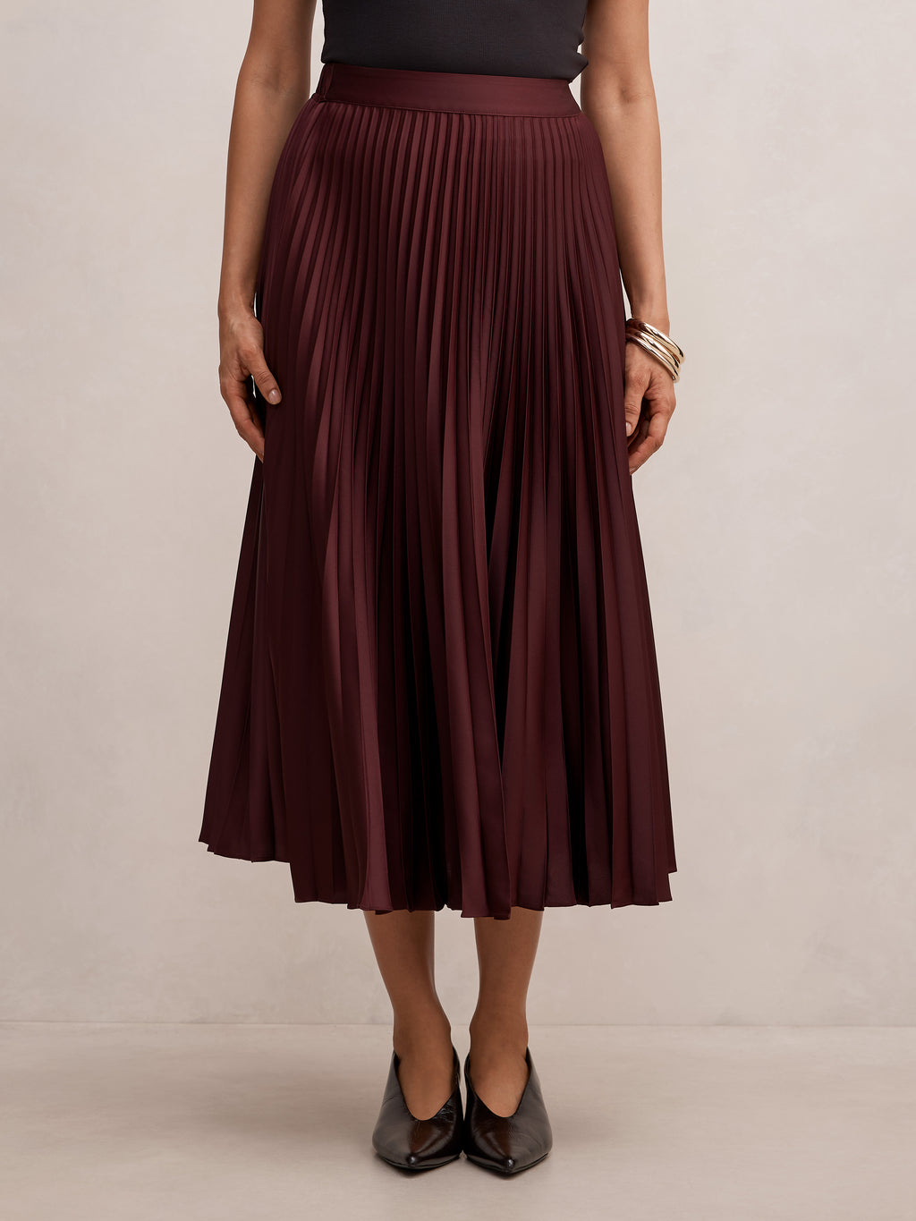 Ester Satin Pleated Skirt