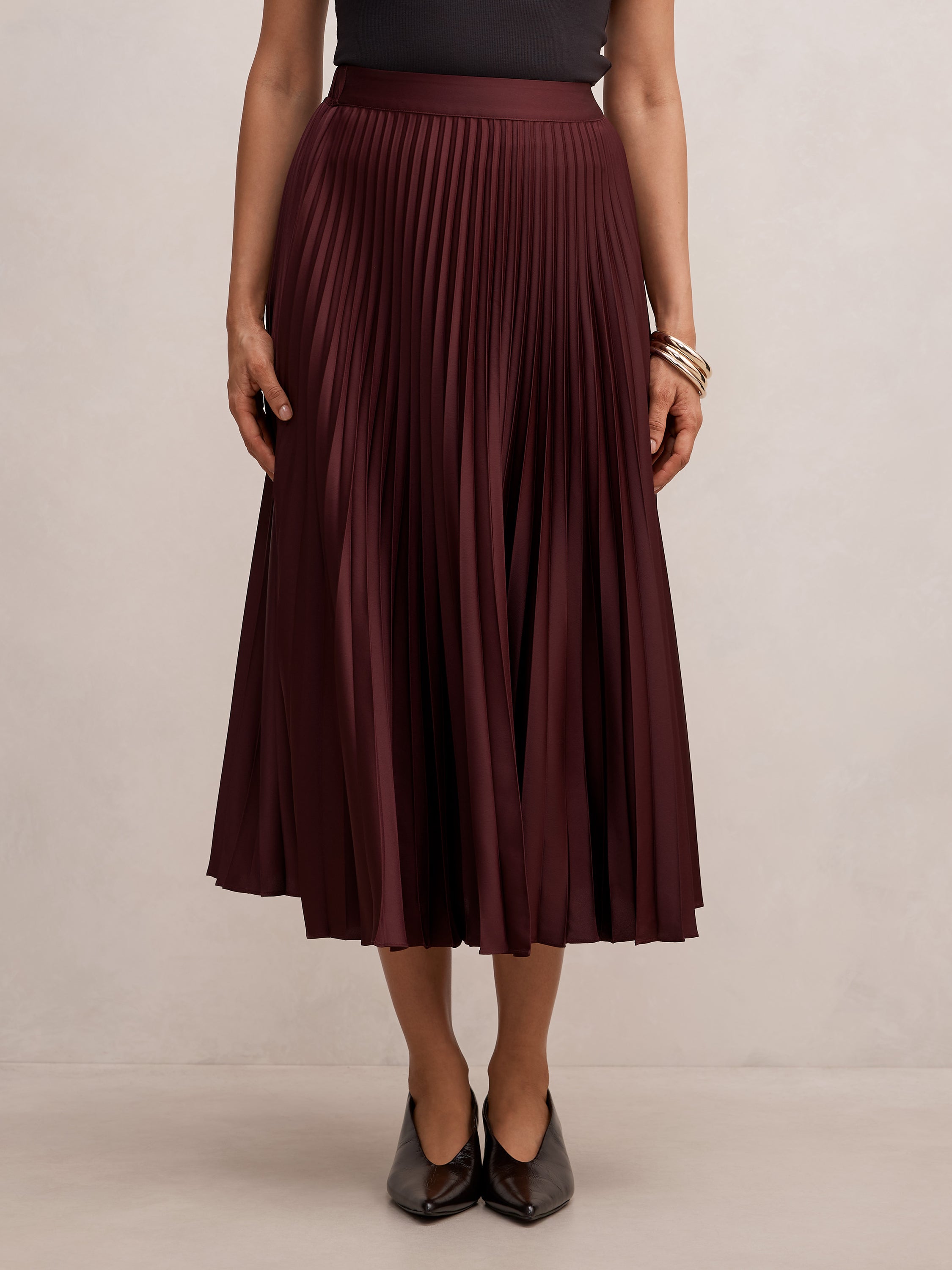 Ester Satin Pleated Skirt