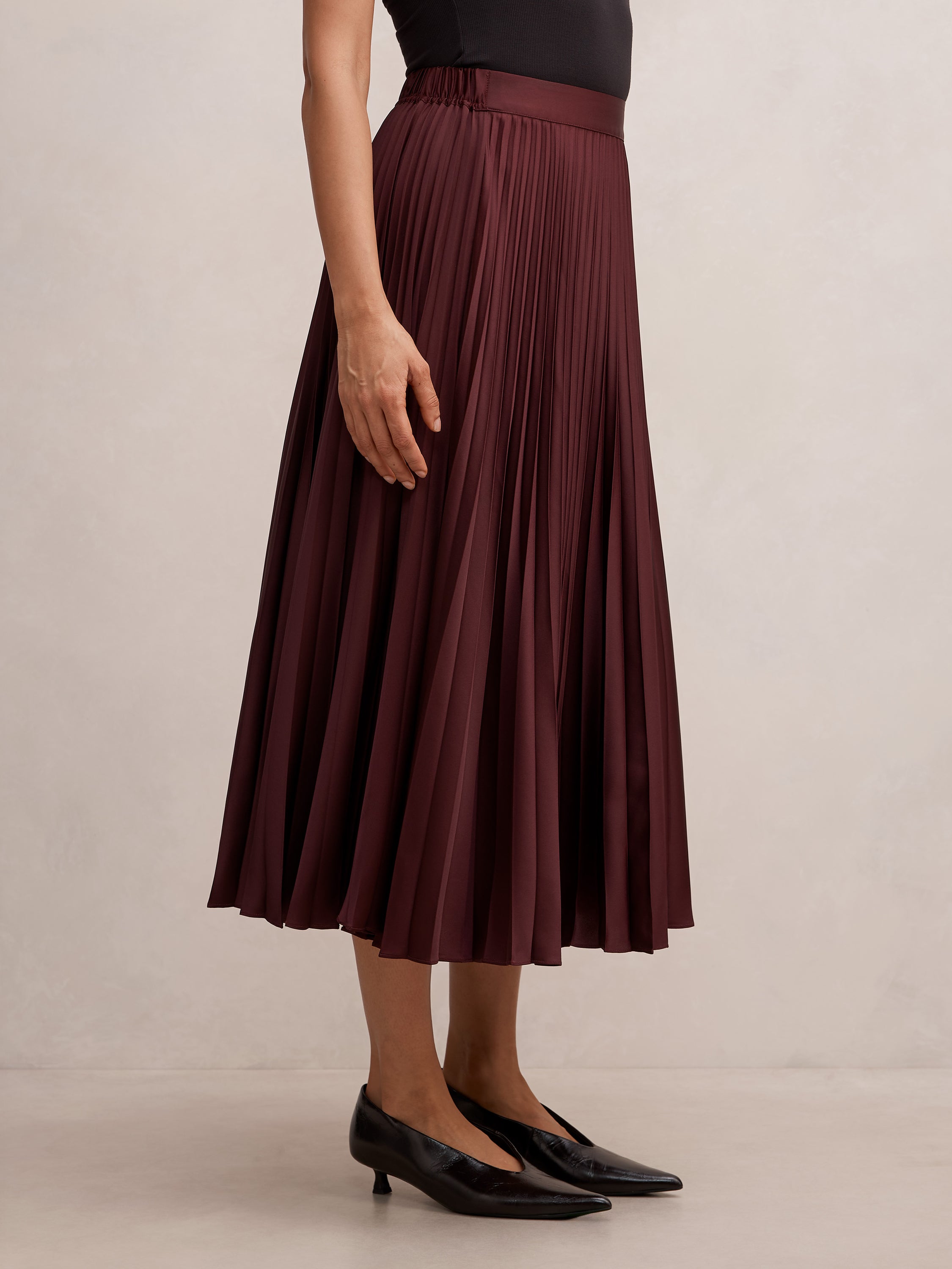 Ester Satin Pleated Skirt