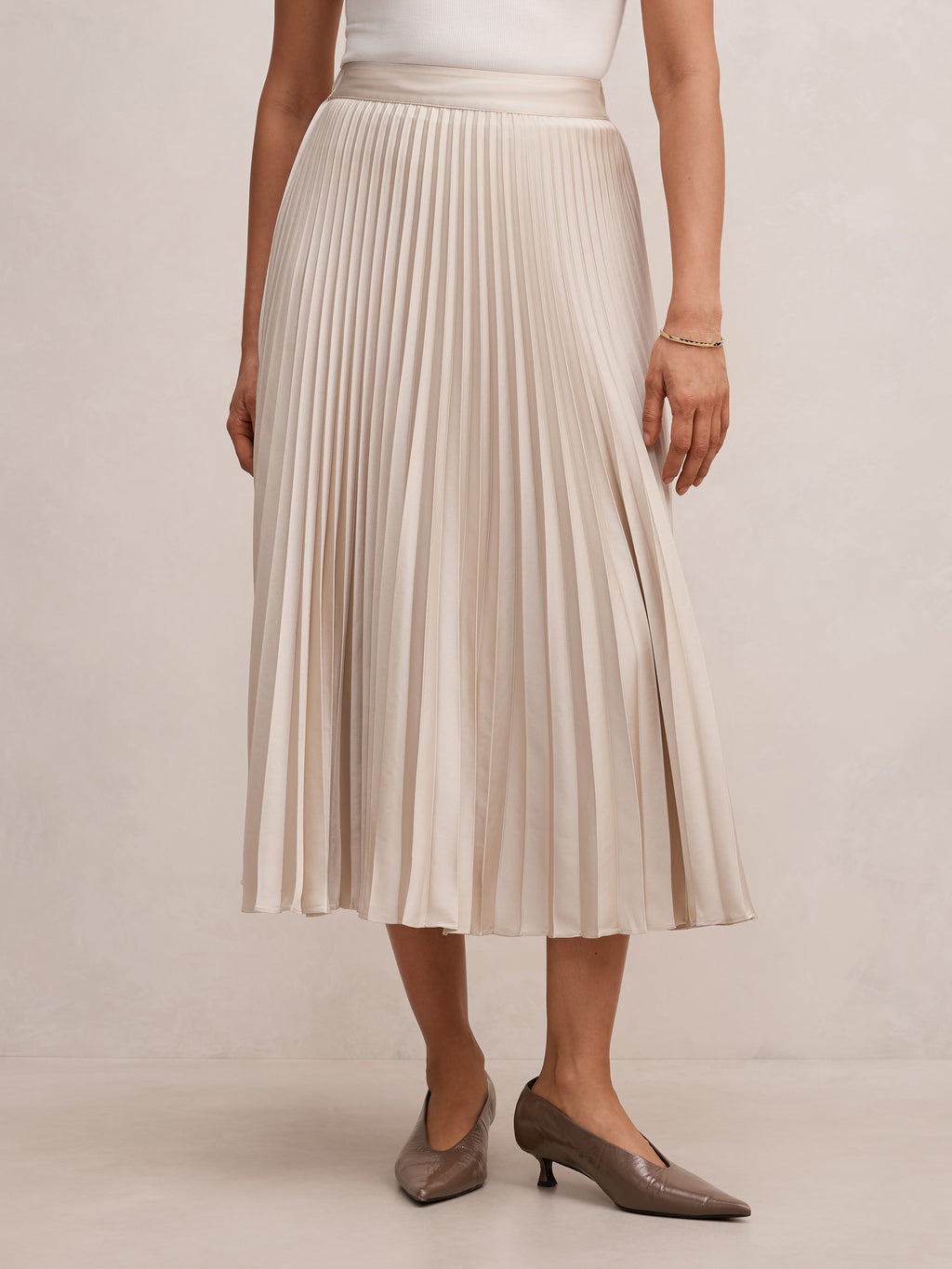 Ester Satin Pleated Skirt