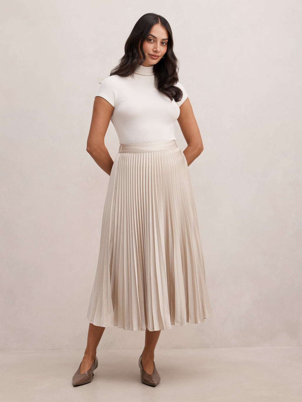 Ester Satin Pleated Skirt