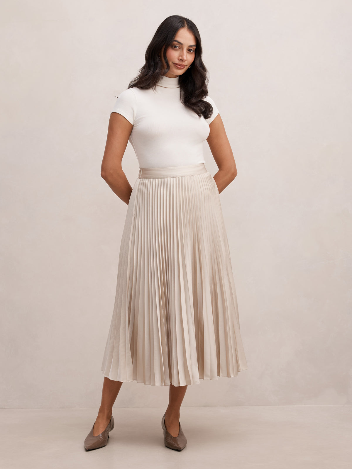 Ester Satin Pleated Skirt