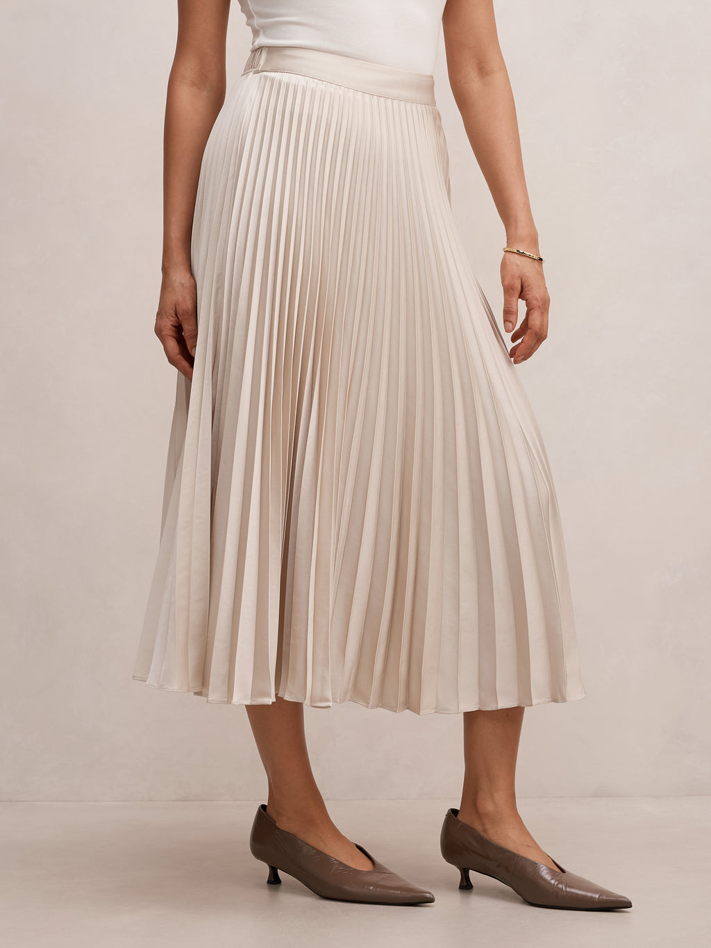 Ester Satin Pleated Skirt