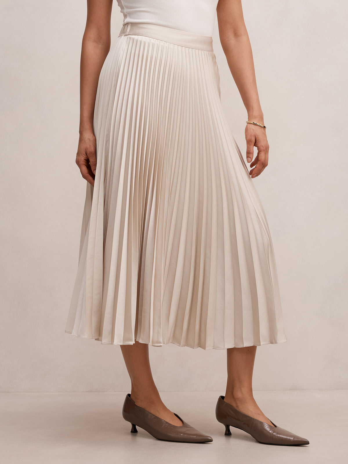 Ester Satin Pleated Skirt