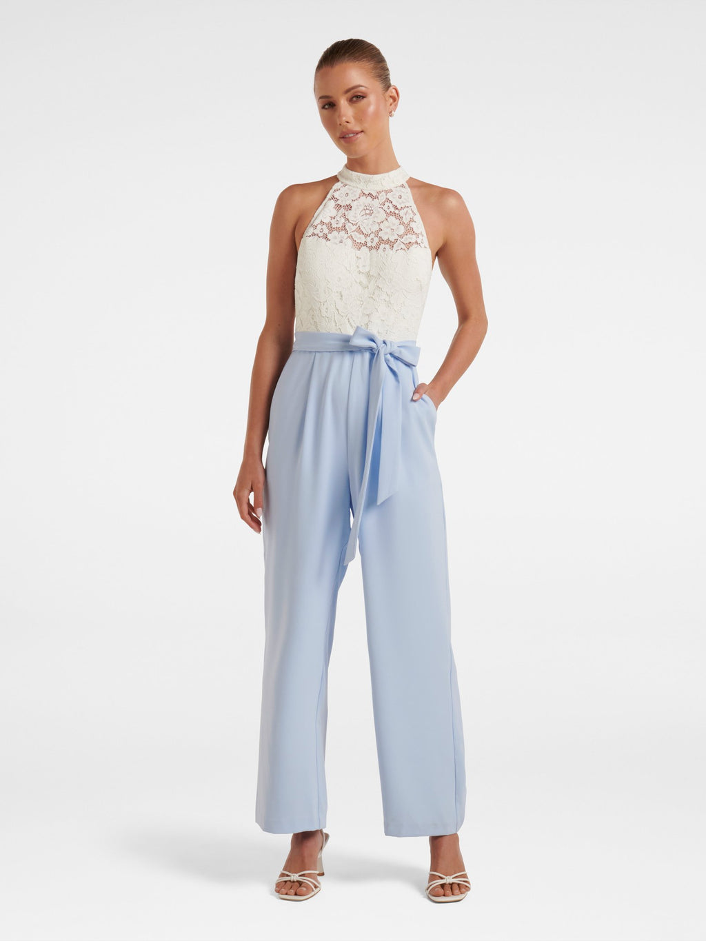 Clara Petite Lace Halter Jumpsuit