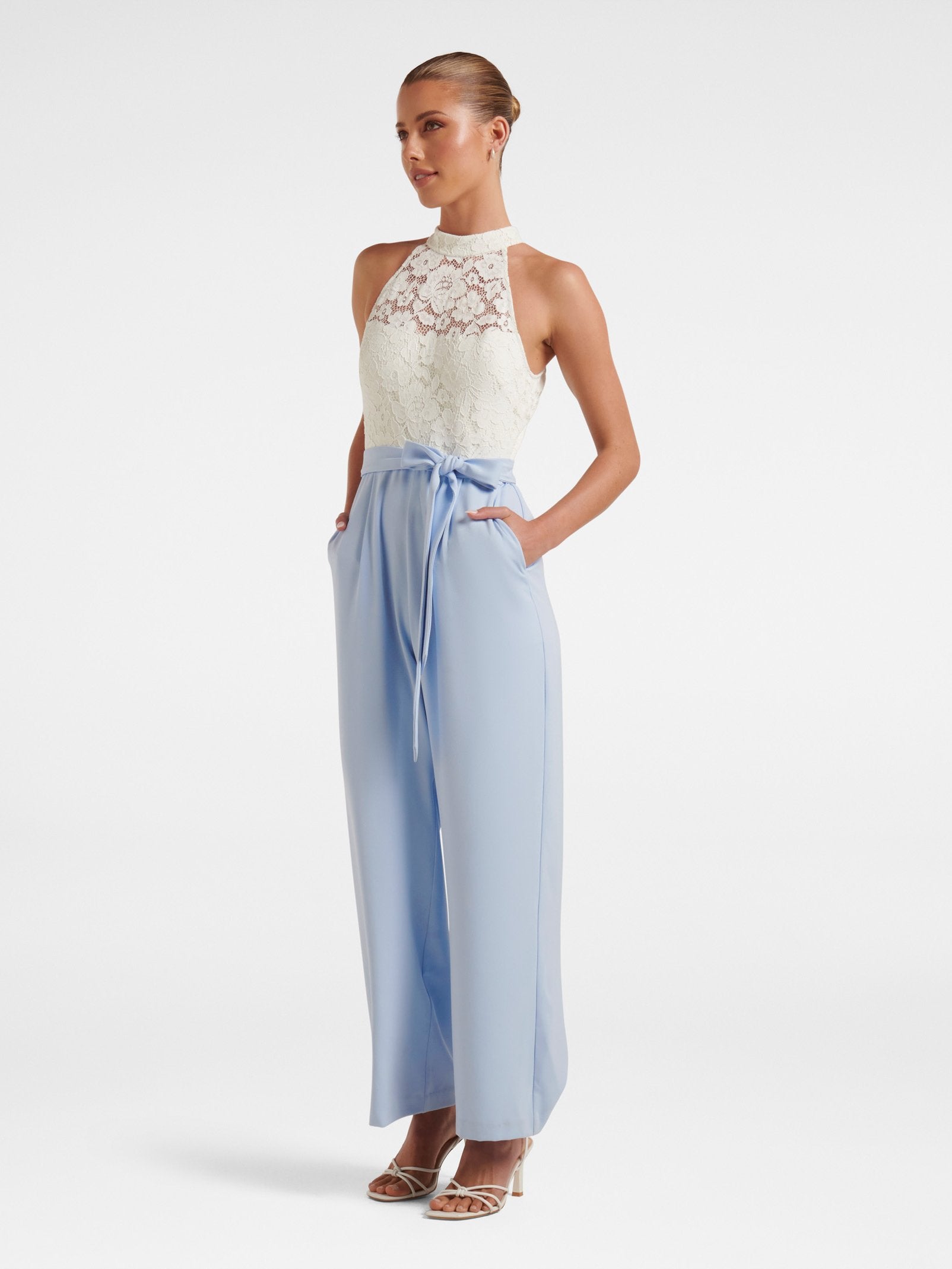 Clara Petite Lace Halter Jumpsuit