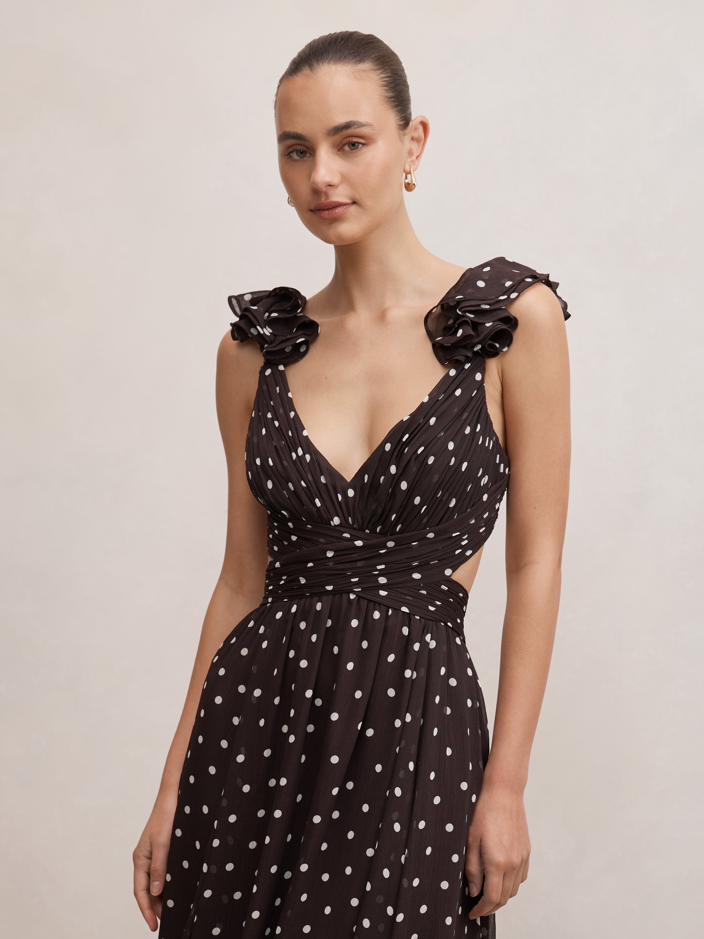 Selena Ruffle Shoulder Maxi