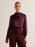 Nancy Drape Neck Button Blouse