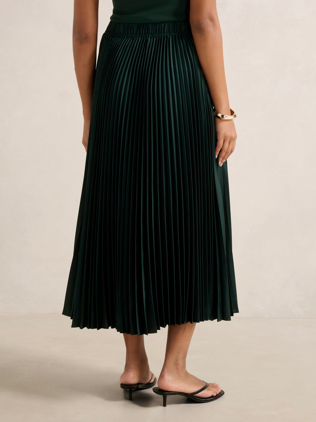 Estelle Satin Pleated Midi Skirt