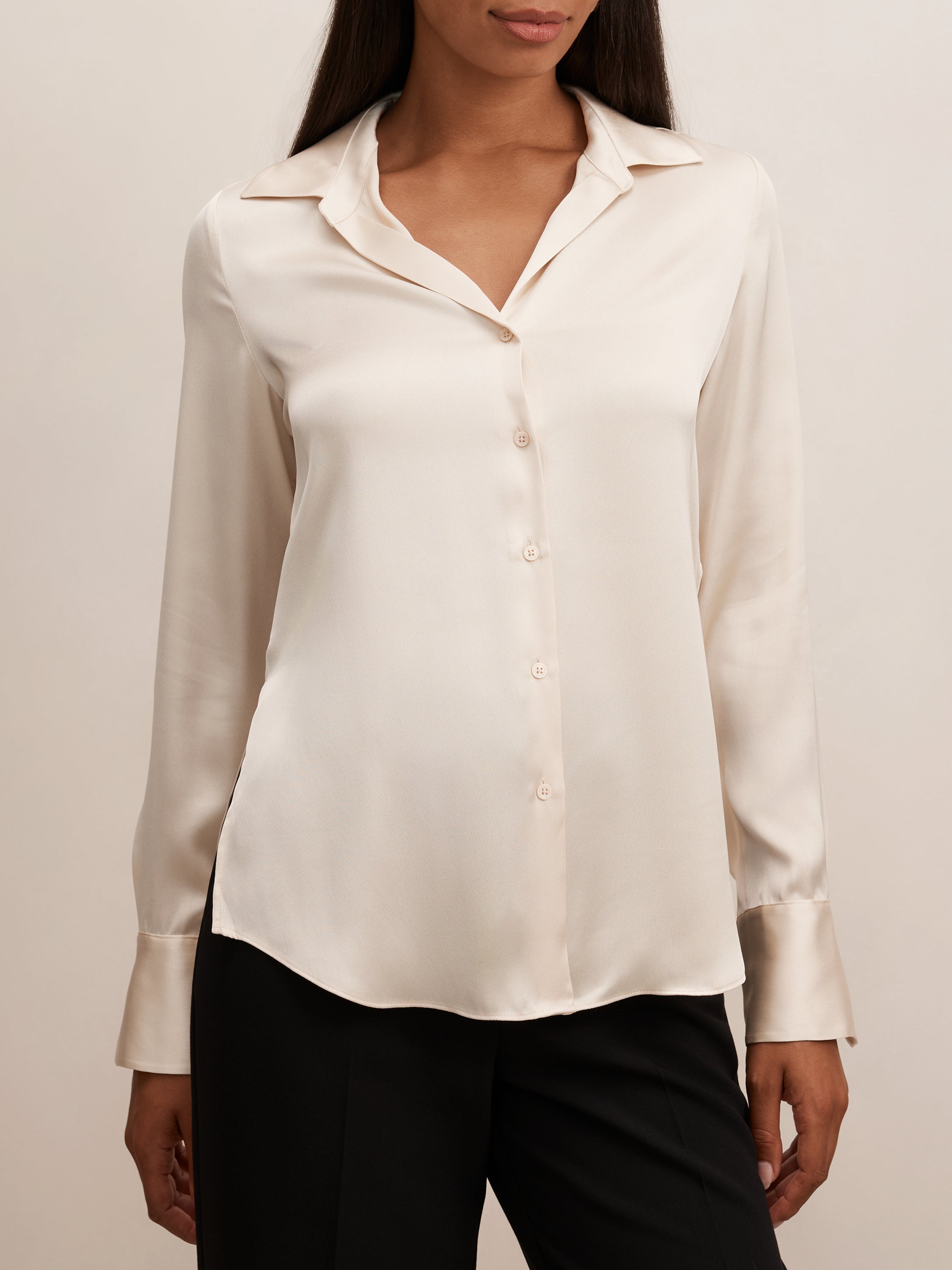 Harvey Notched Neck Satin Shirt