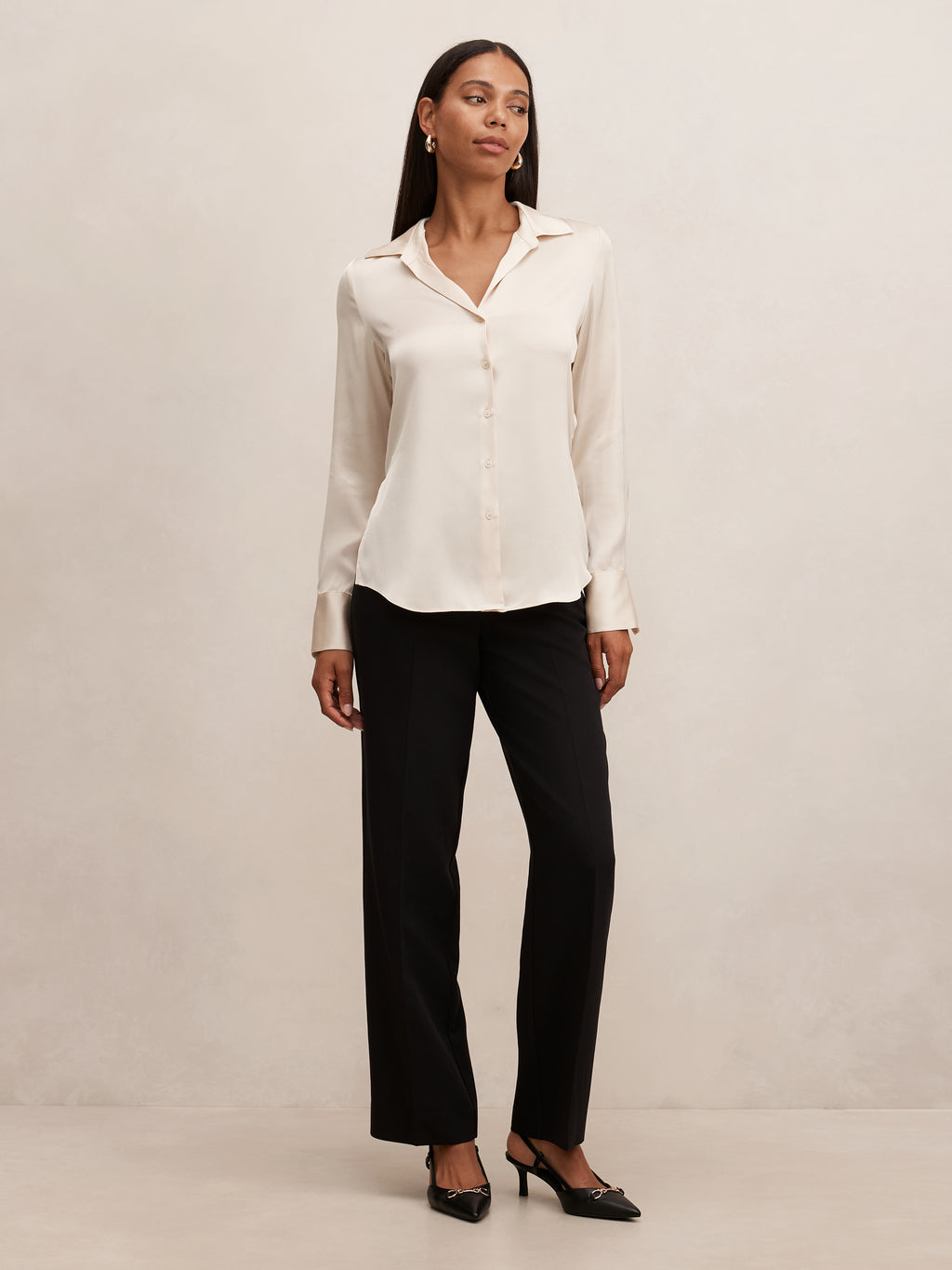 Harvey Notched Neck Satin Shirt