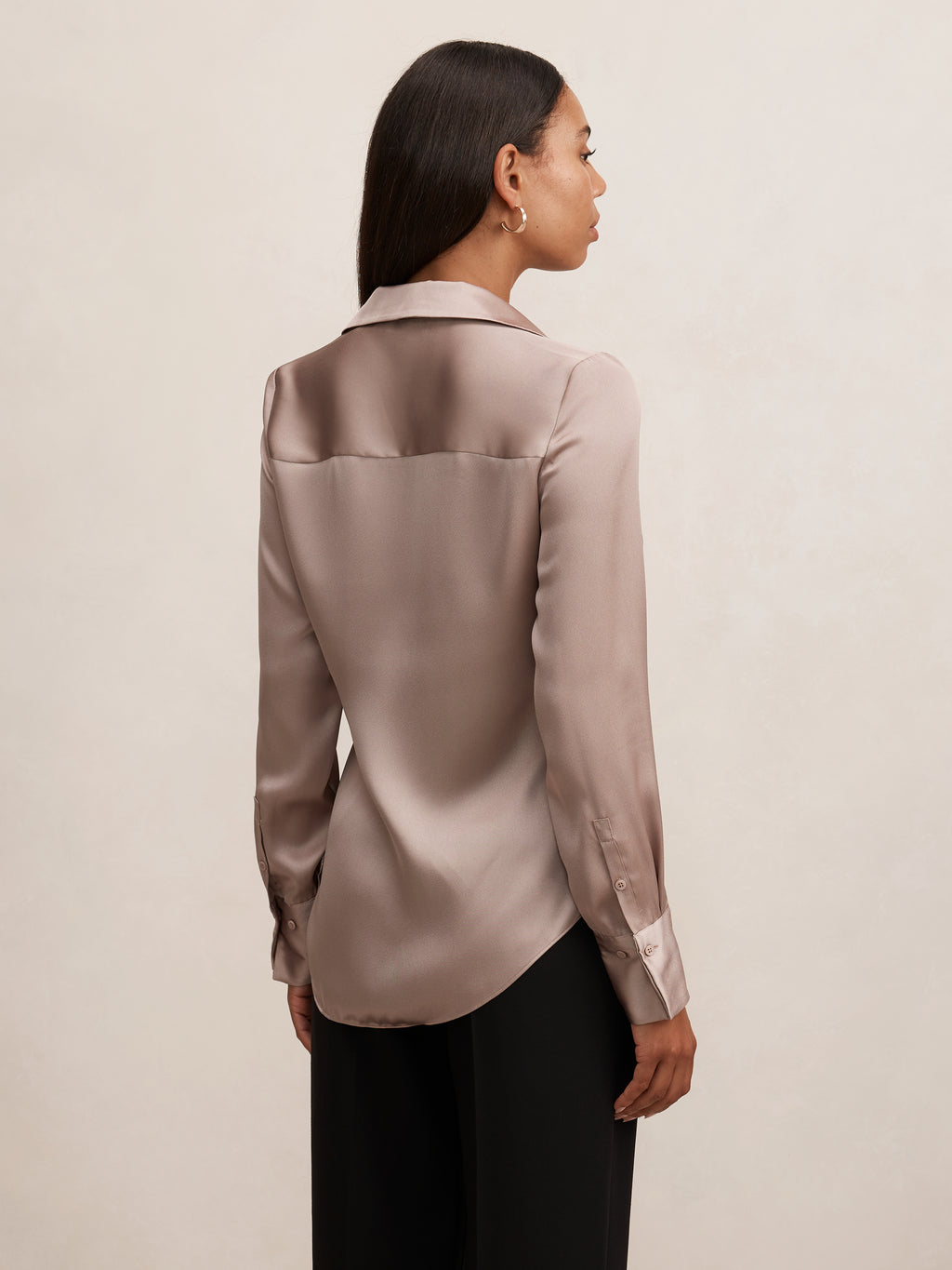 Harvey Notched Neck Satin Shirt