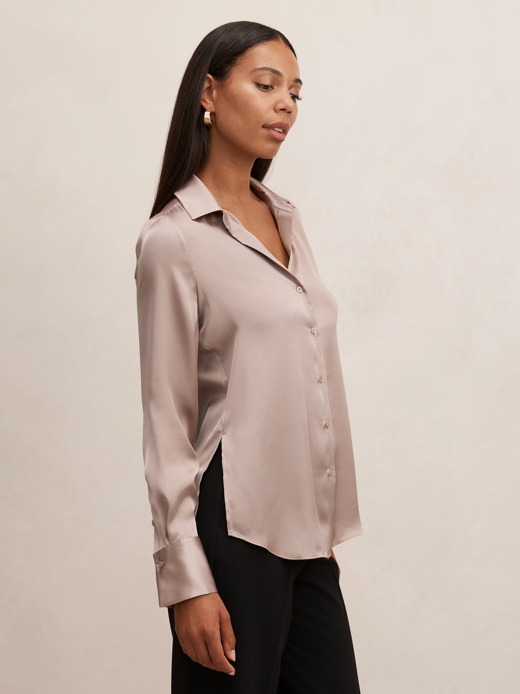 Harvey Notched Neck Satin Shirt