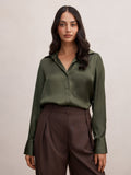 Harvey Notched Neck Satin Shirt
