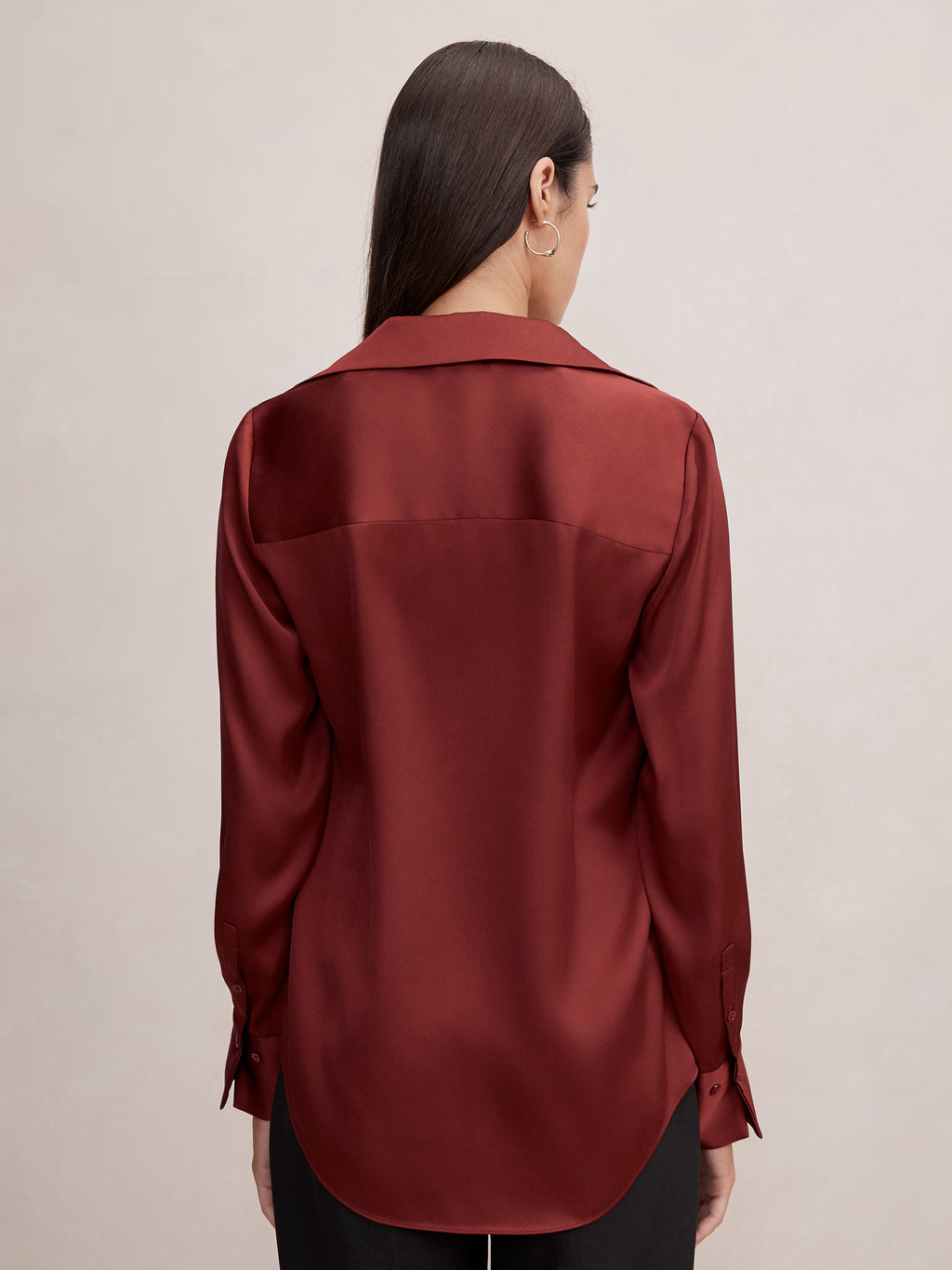 Harvey Notched Neck Satin Shirt