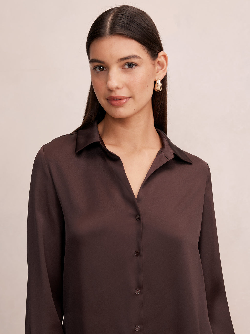 Harvey Notched Neck Satin Shirt