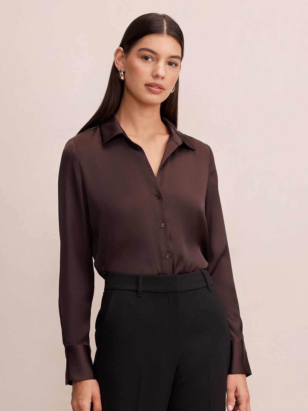 Harvey Notched Neck Satin Shirt