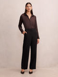Harvey Notched Neck Satin Shirt