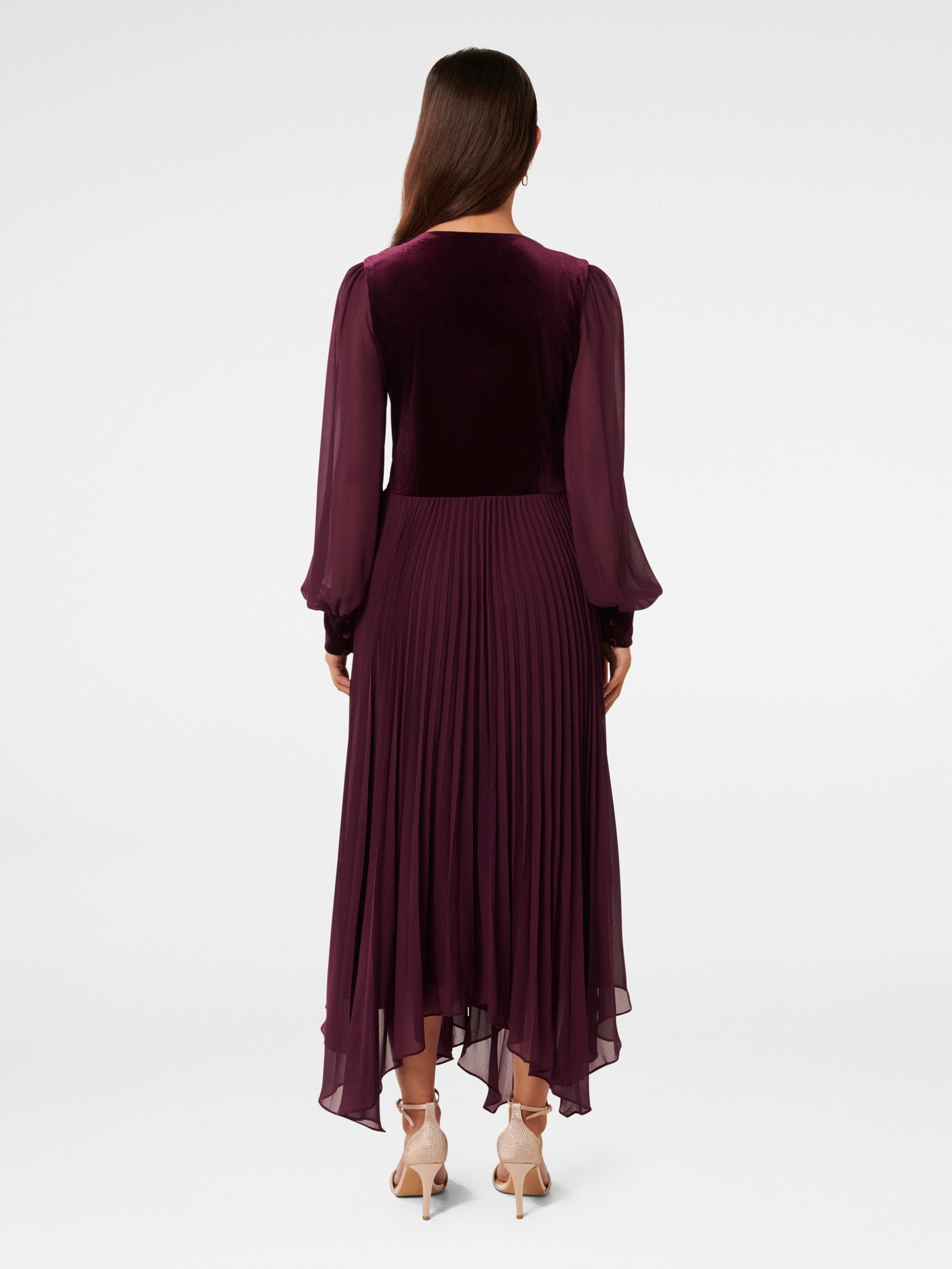  Margaret Velvet Pleat Midi Dress
