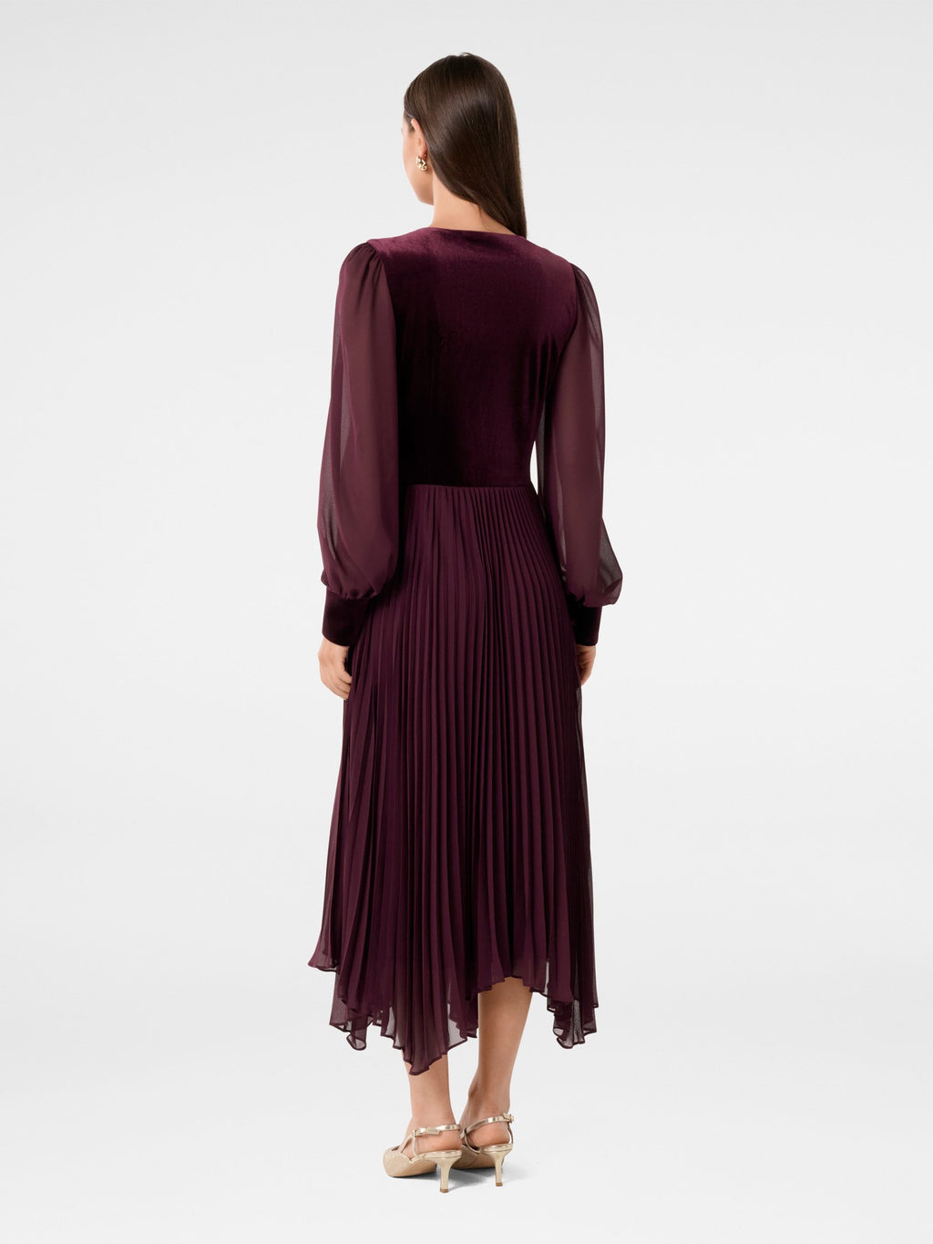  Margaret Velvet Pleat Midi Dress