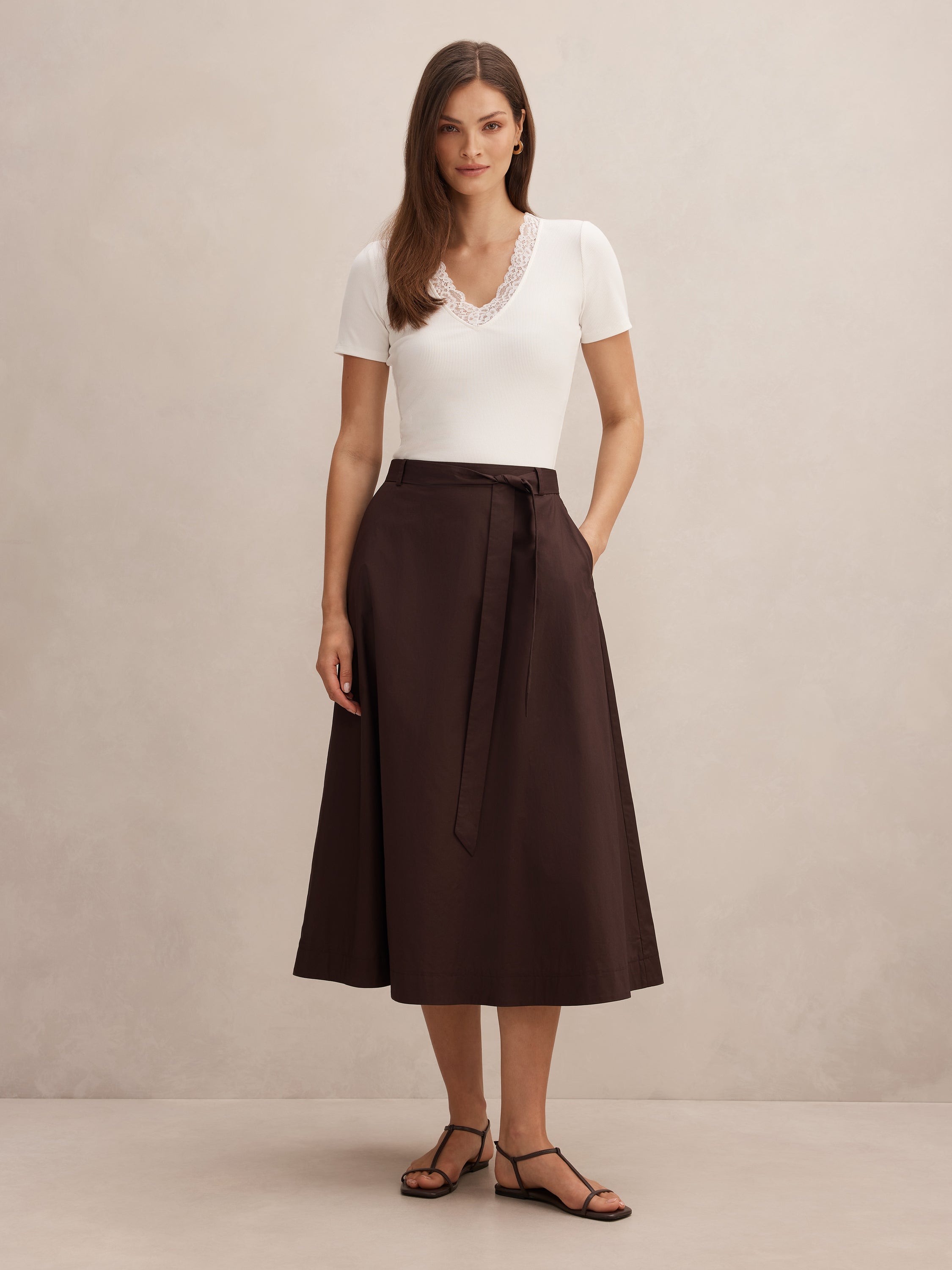 Madeleine Belted Midi Skirt