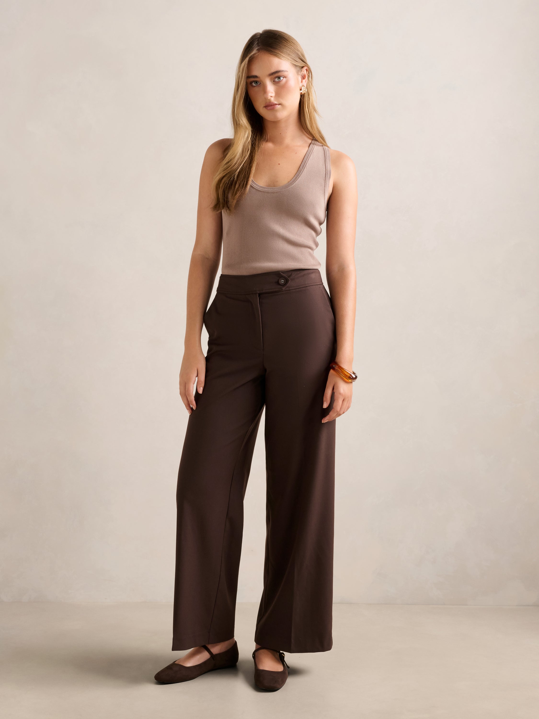 Tyla Button Tab Wide Leg Pant