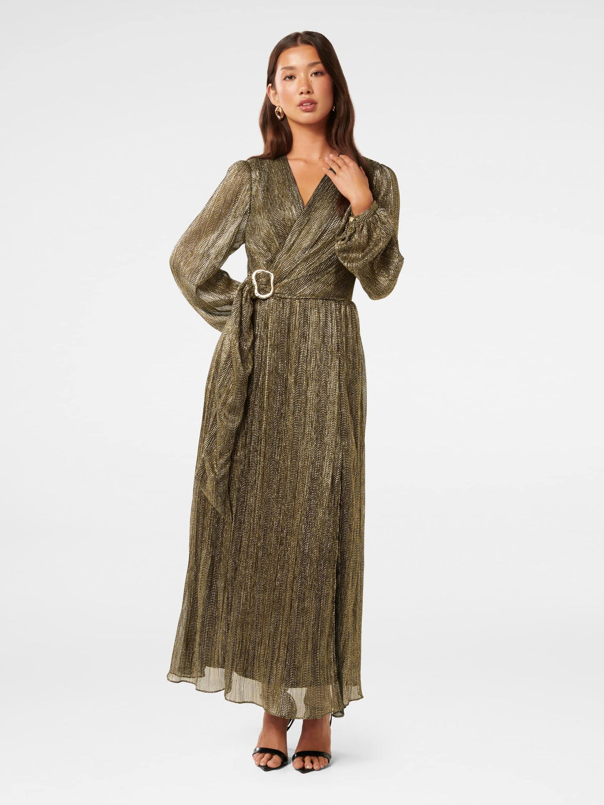 Tyler Plisse Belted Midi Dress