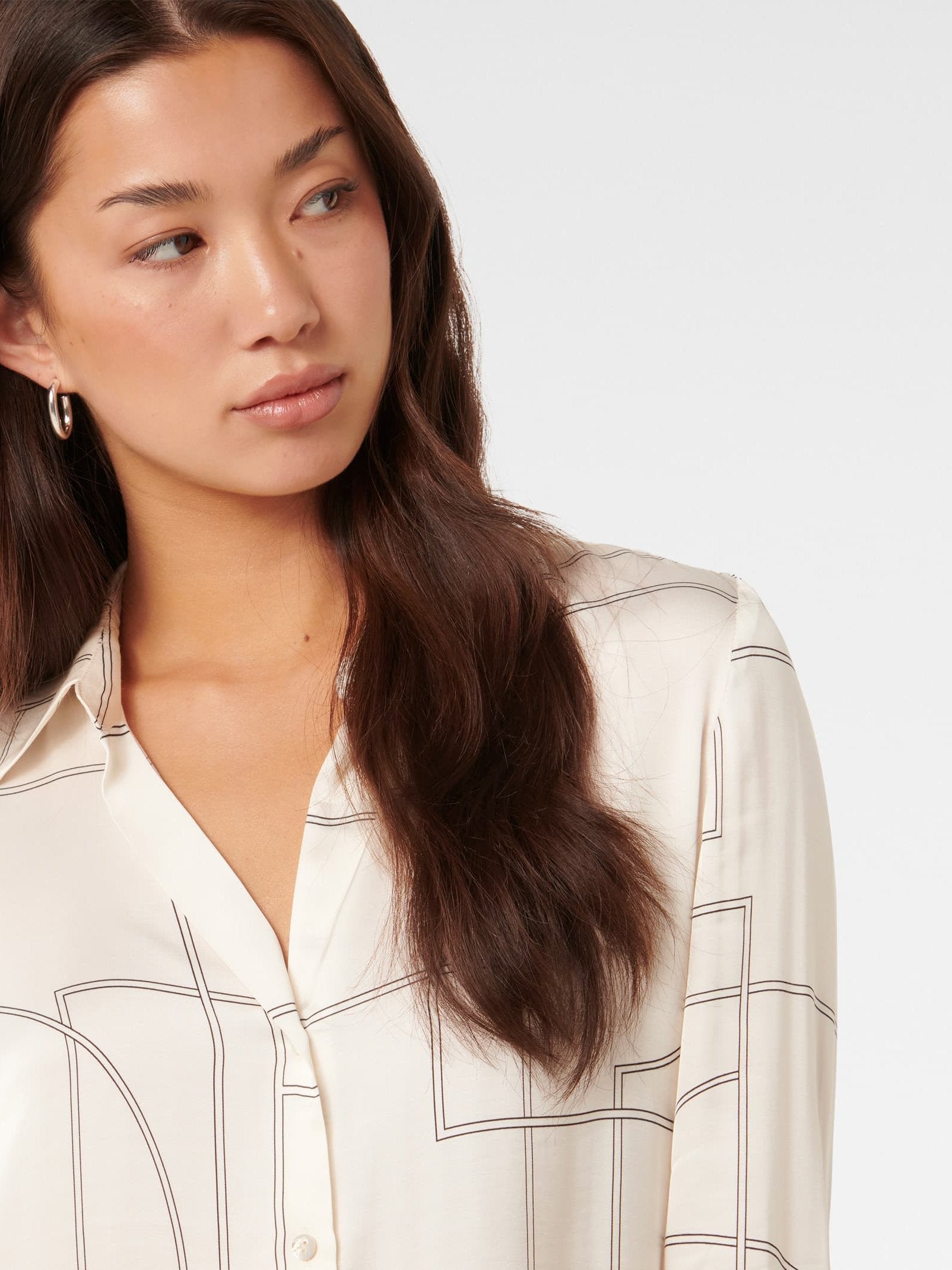  Harvey Notched Neck Satin Shirt