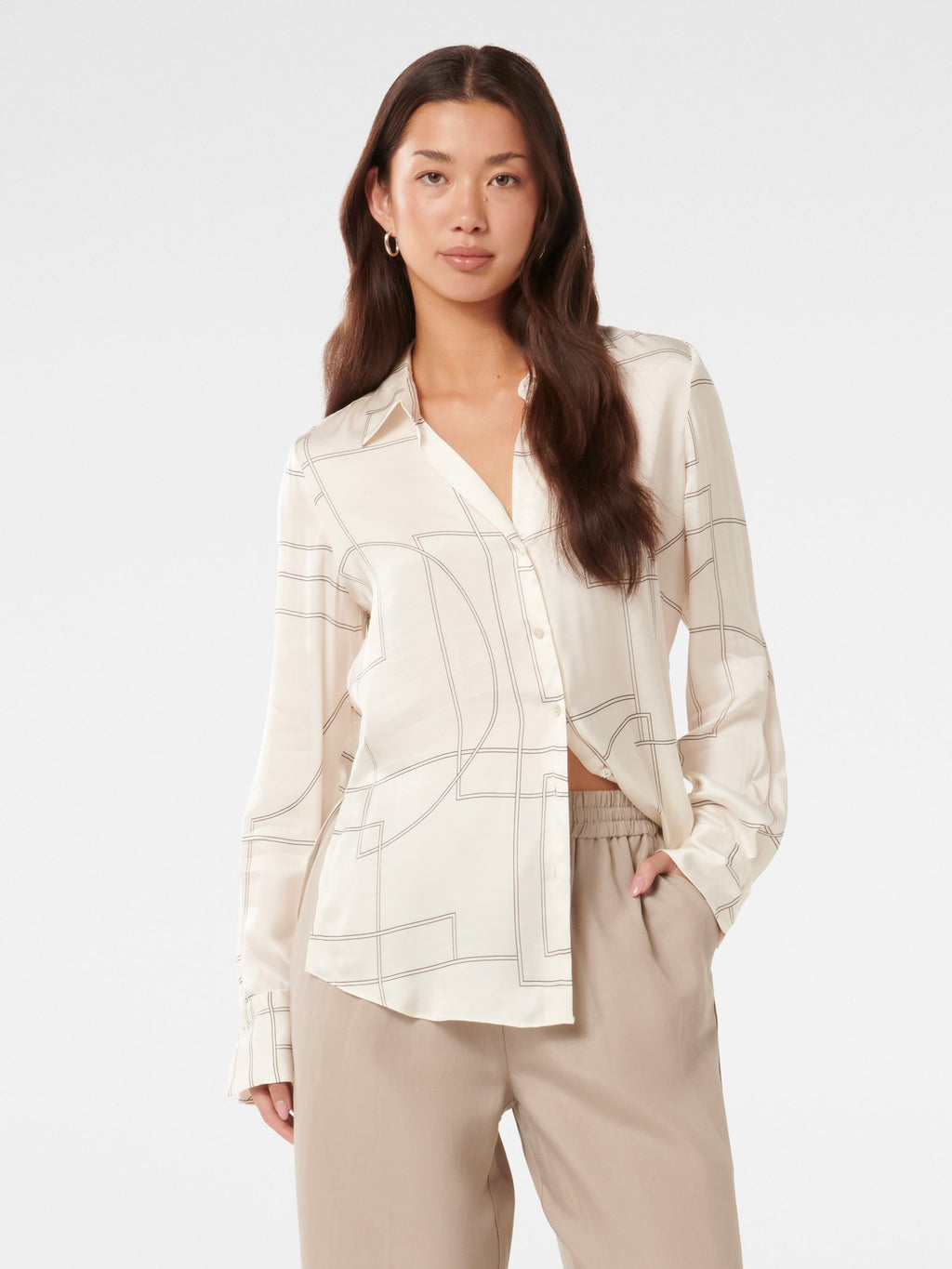 Harvey Notched Neck Satin Shirt