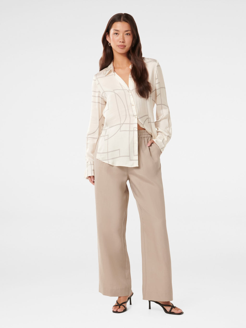  Harvey Notched Neck Satin Shirt