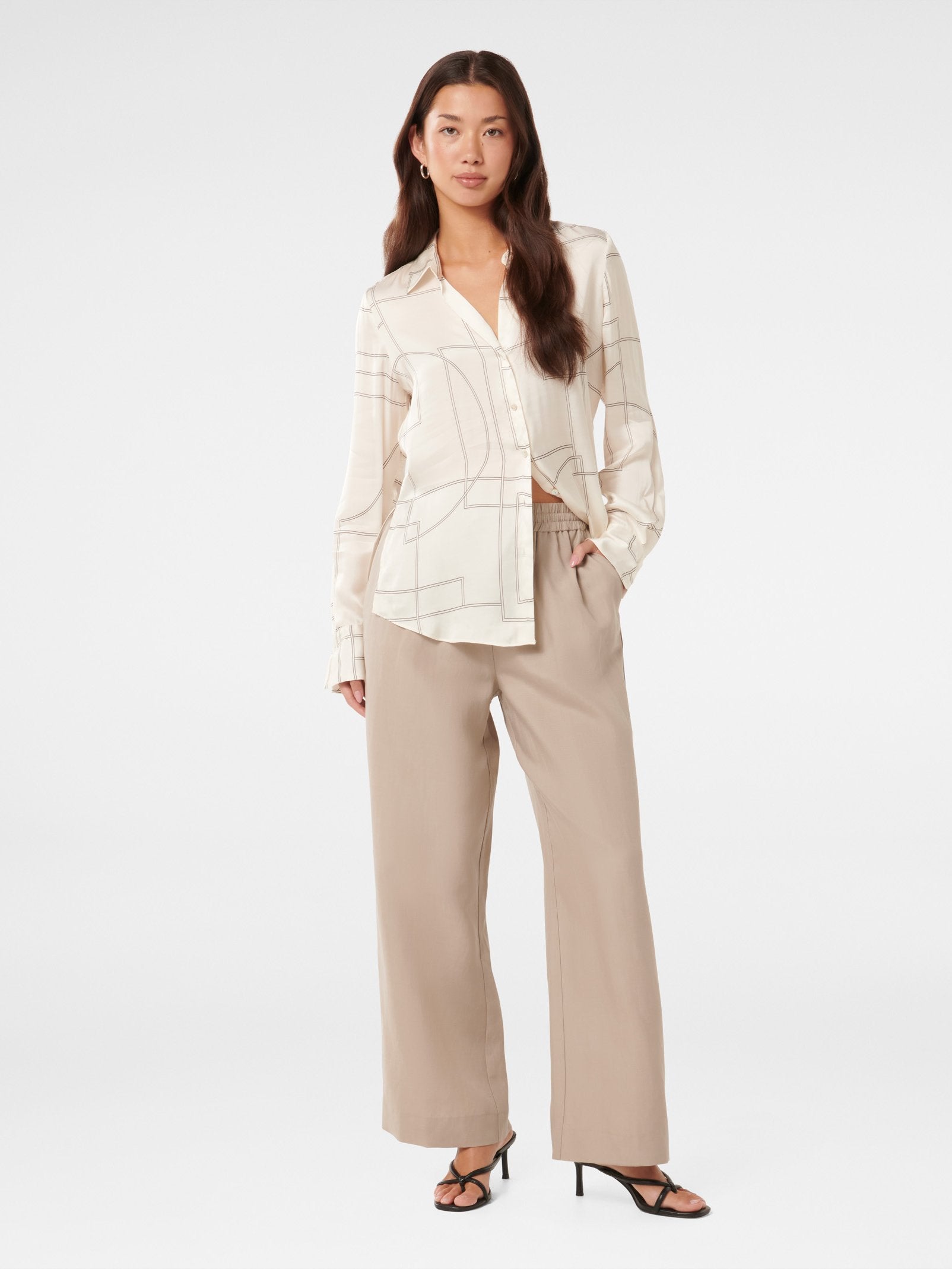  Harvey Notched Neck Satin Shirt