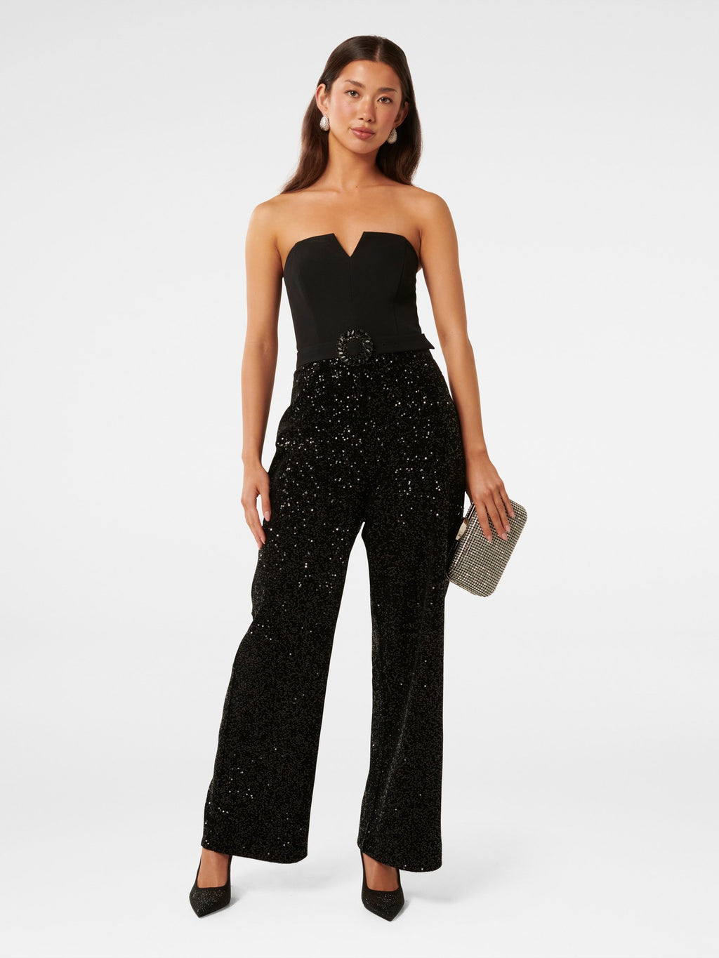  Allie Strapless Sequin Jumpsuit