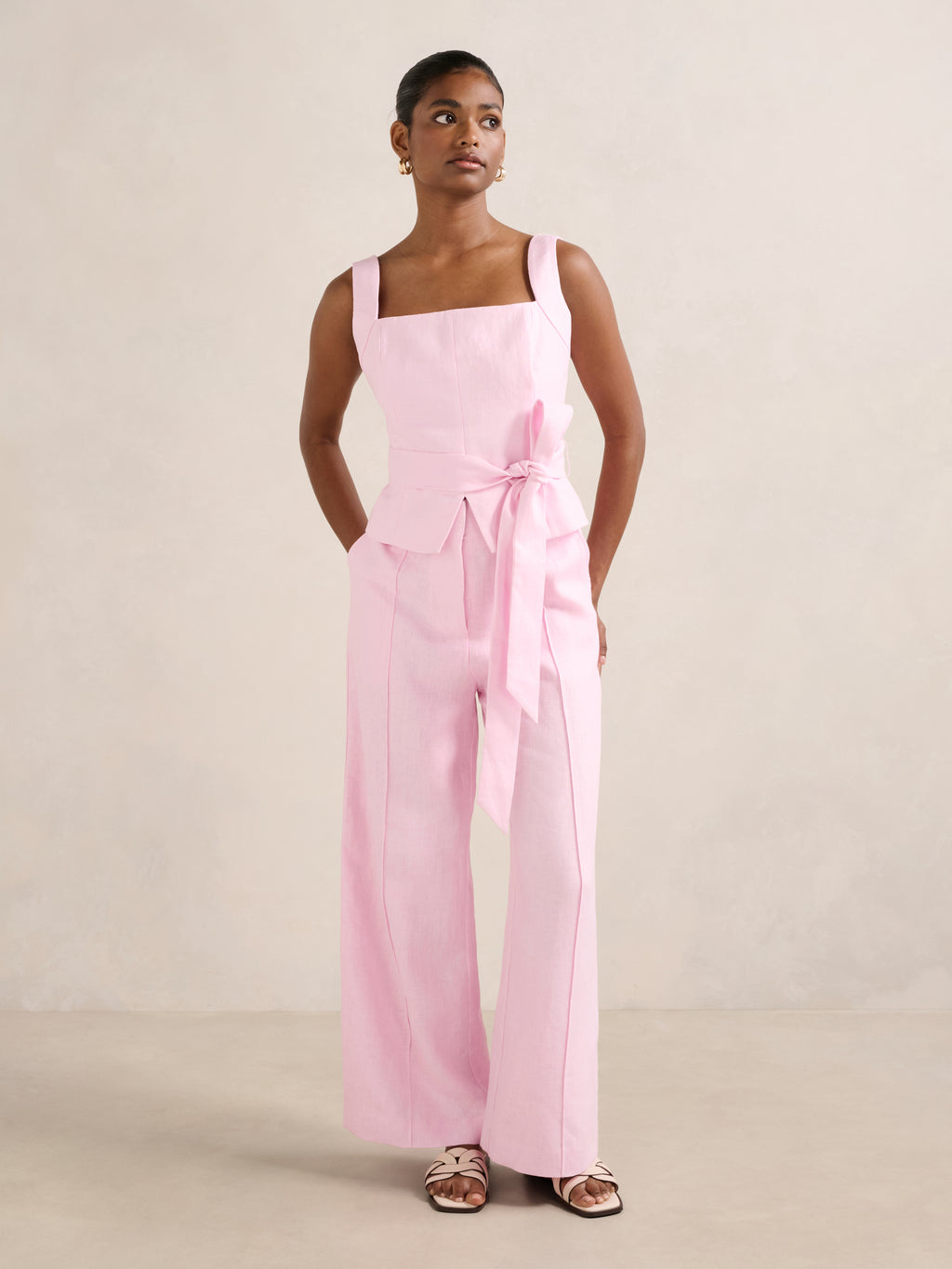 Posey Petite Linen Wide Leg Pant