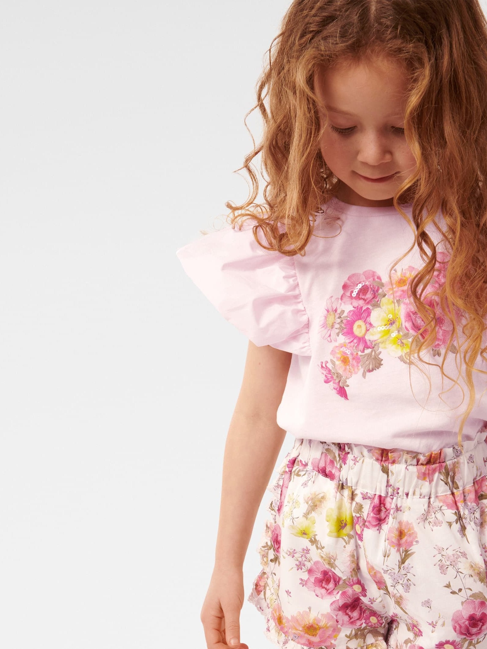 Joy Puff Sleeve Applique Girls Tee Top