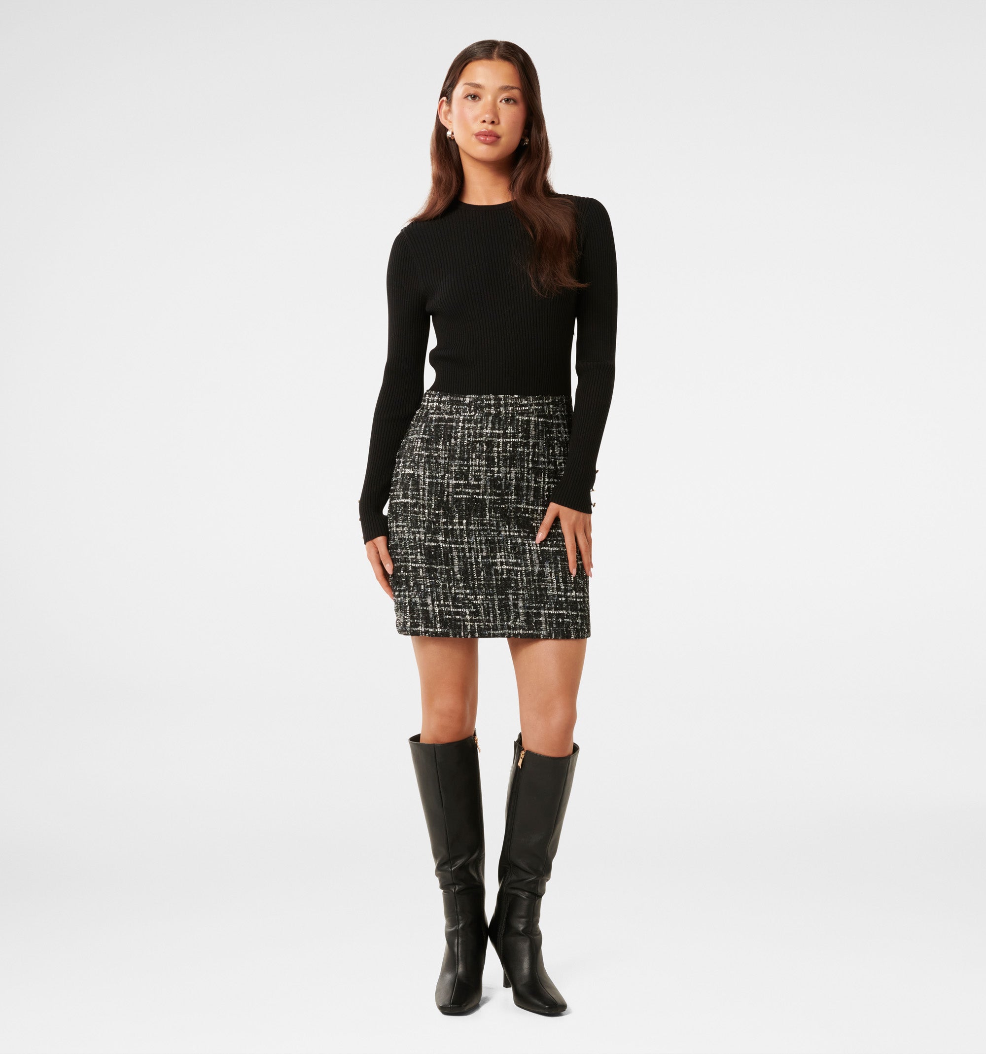 Gina Boucle Knit Mini Dress